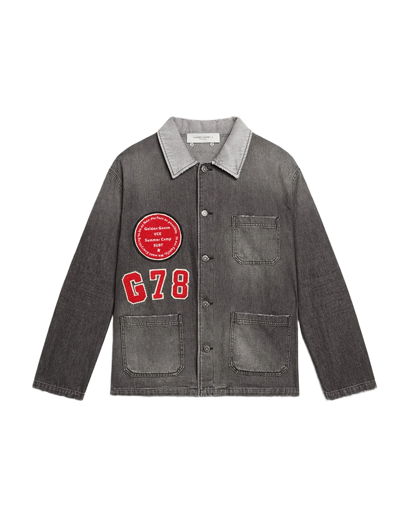 Men | Black Denim Shirt with Patches | Black - Image 10