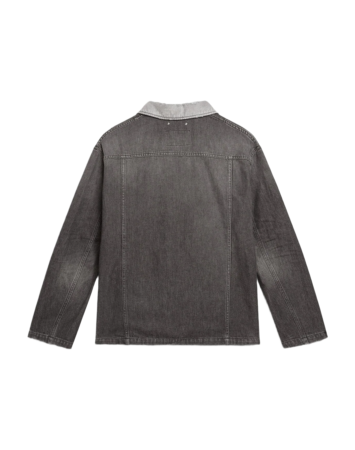 Men | Black Denim Shirt with Patches | Black - Image 3