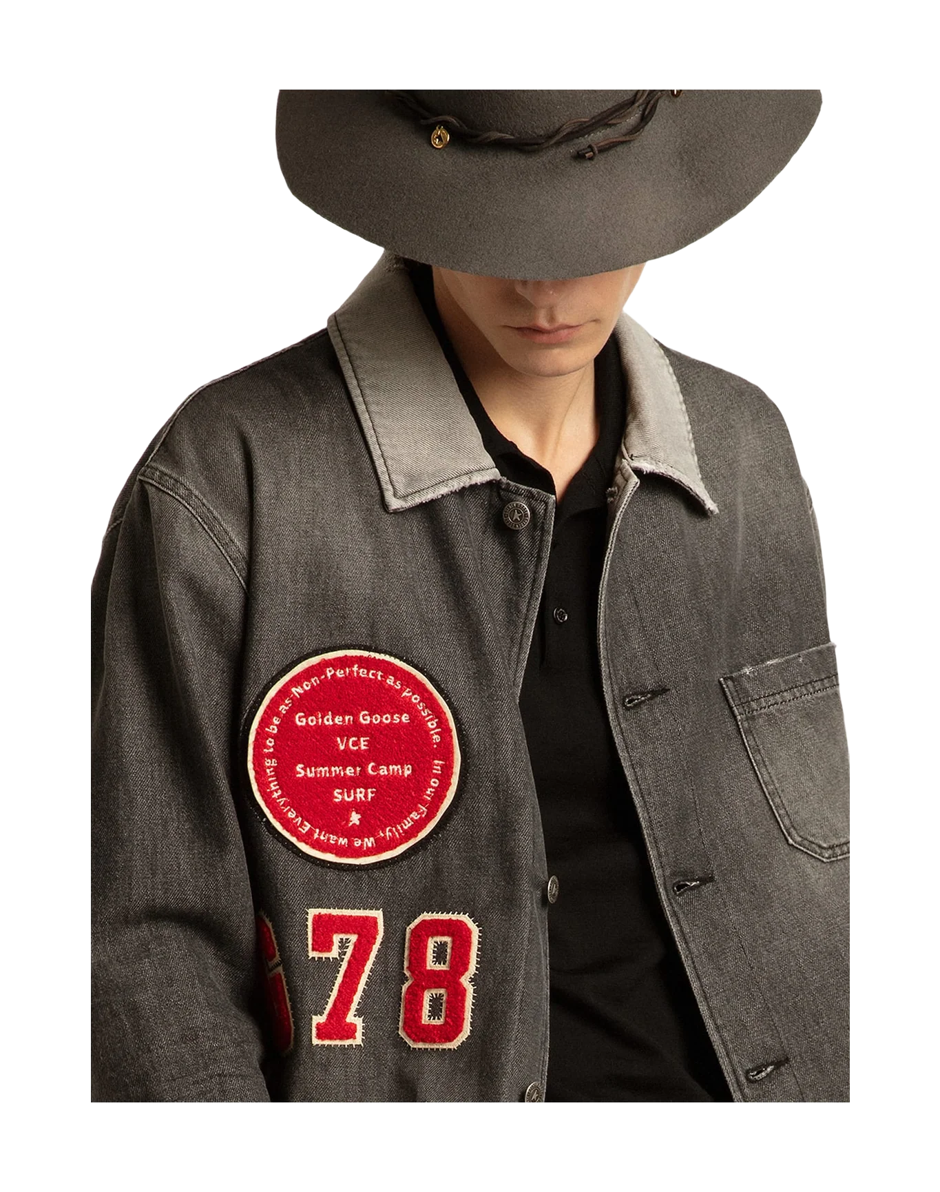 Men | Black Denim Shirt with Patches | Black - Image 4
