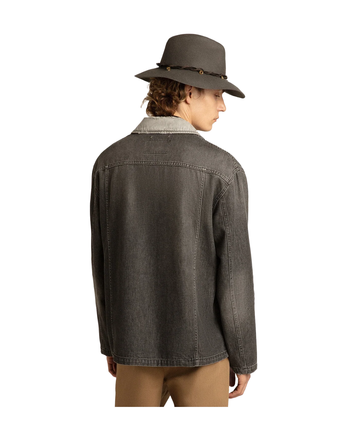 Men | Black Denim Shirt with Patches | Black - Image 9