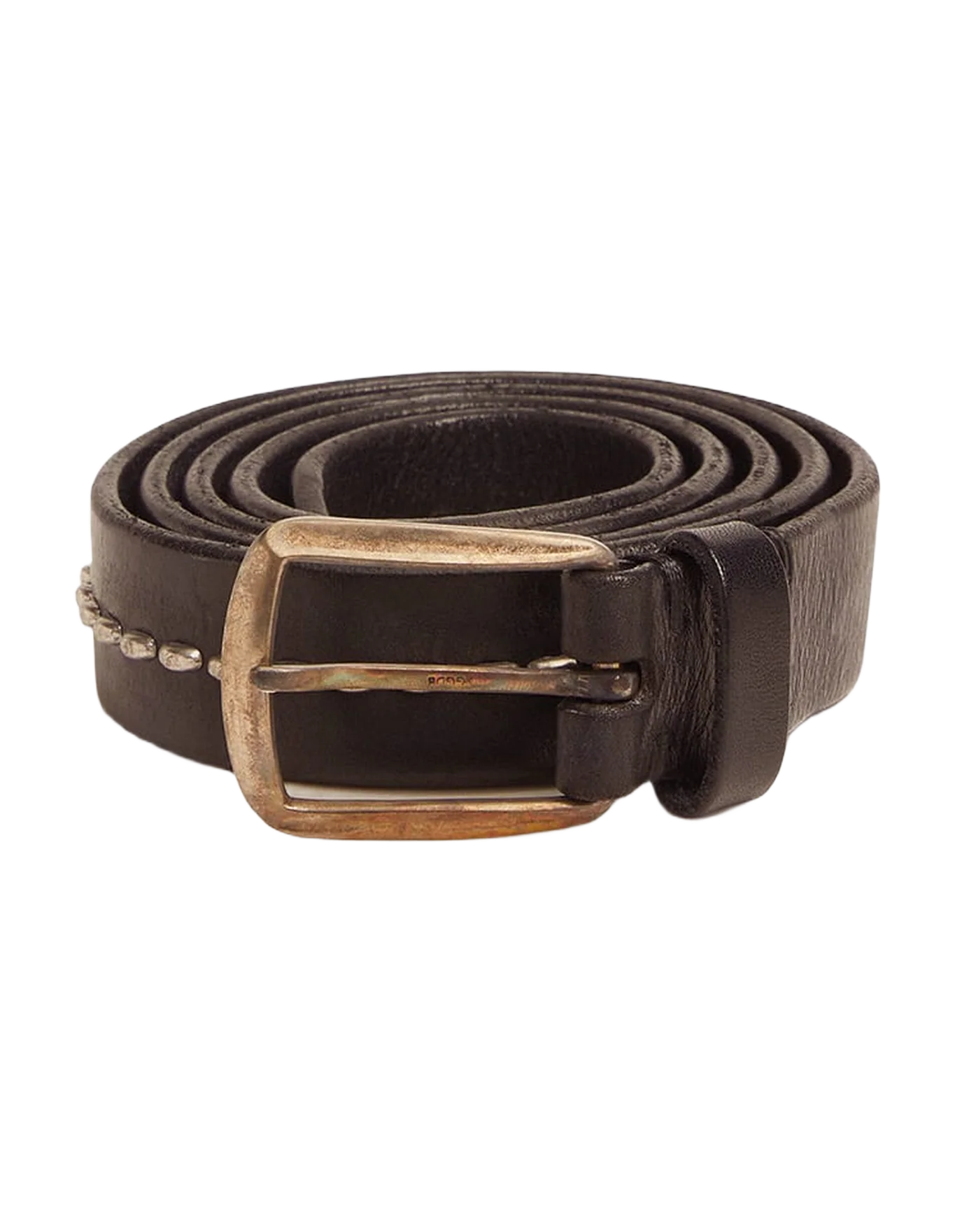 Men | Black Leather Belt with Studs | Black - Image 2