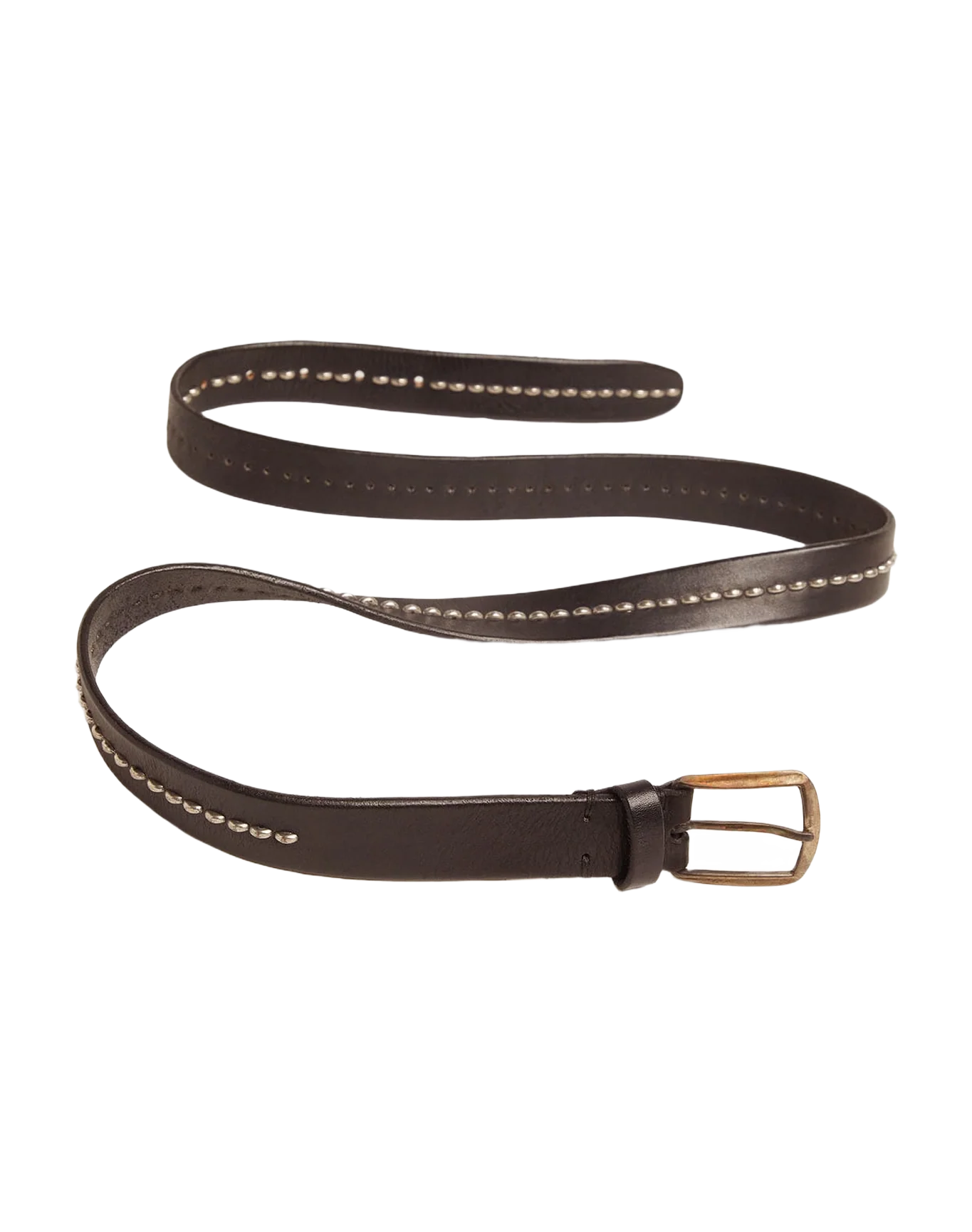 Men | Black Leather Belt with Studs | Black - Image 4