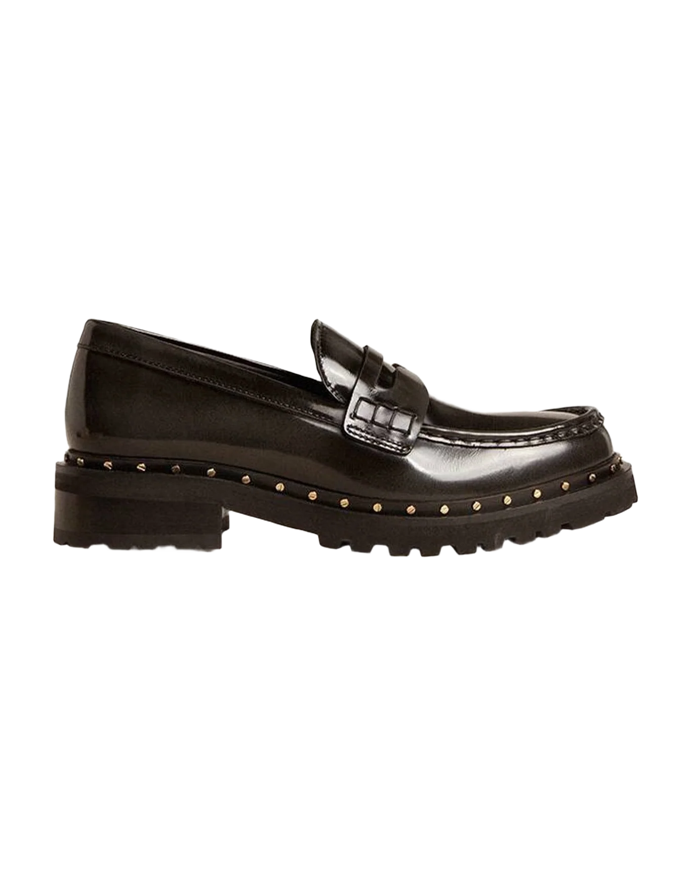 Men | Black Loafers with Studs | Black