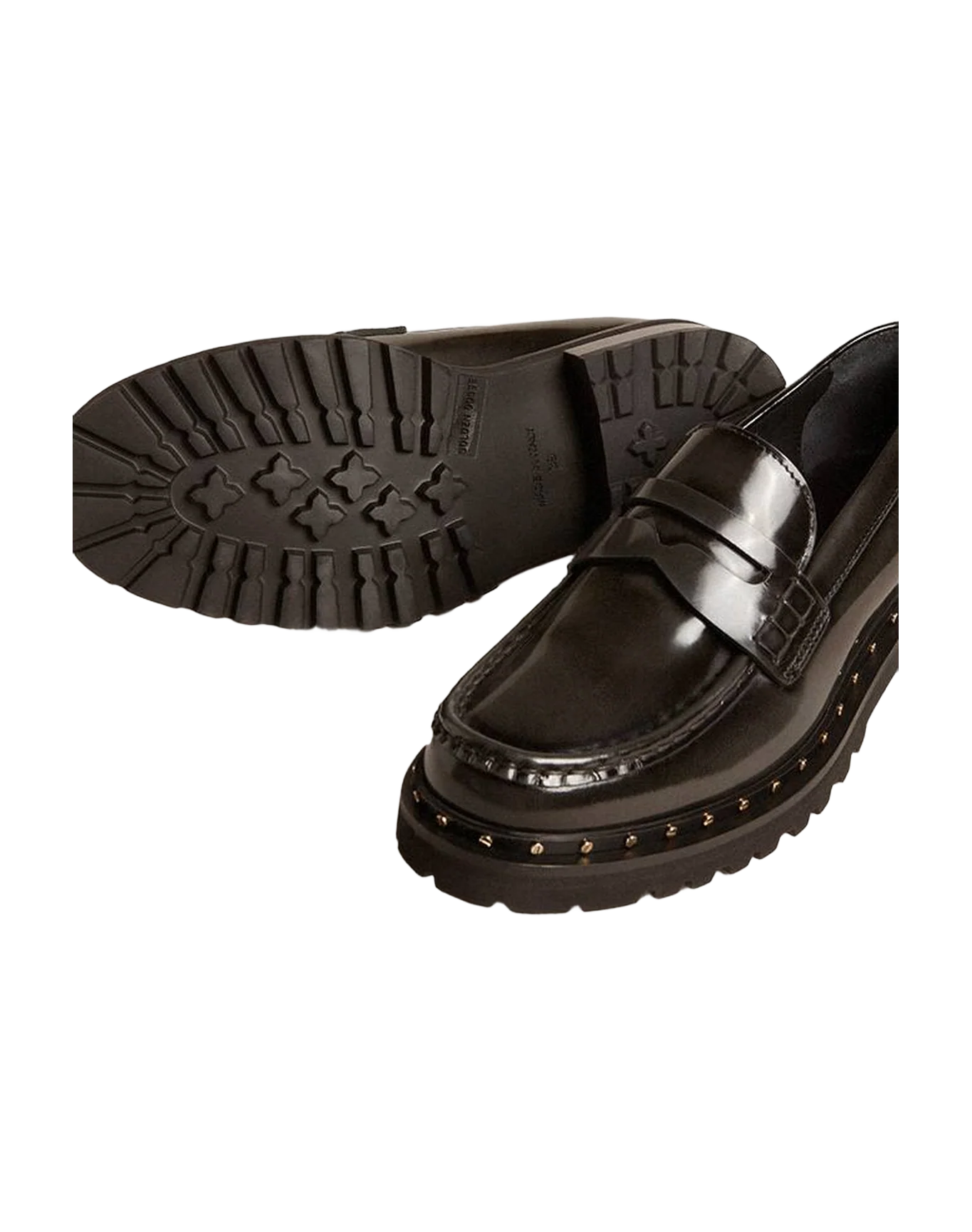 Men | Black Loafers with Studs | Black - Image 4