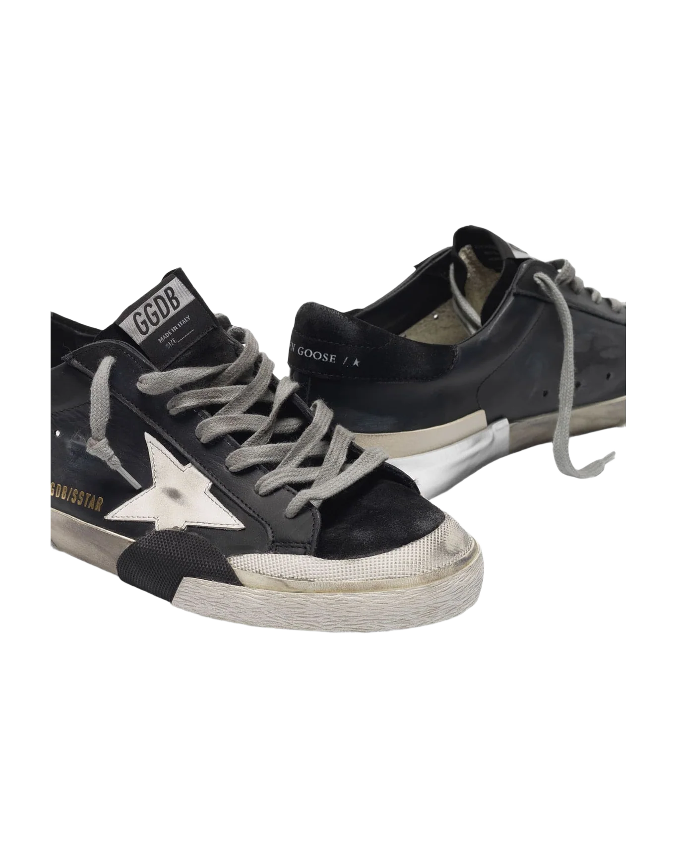 Men | Black Patchwork Super-Star Sneakers with Multi-Foxing - Image 6