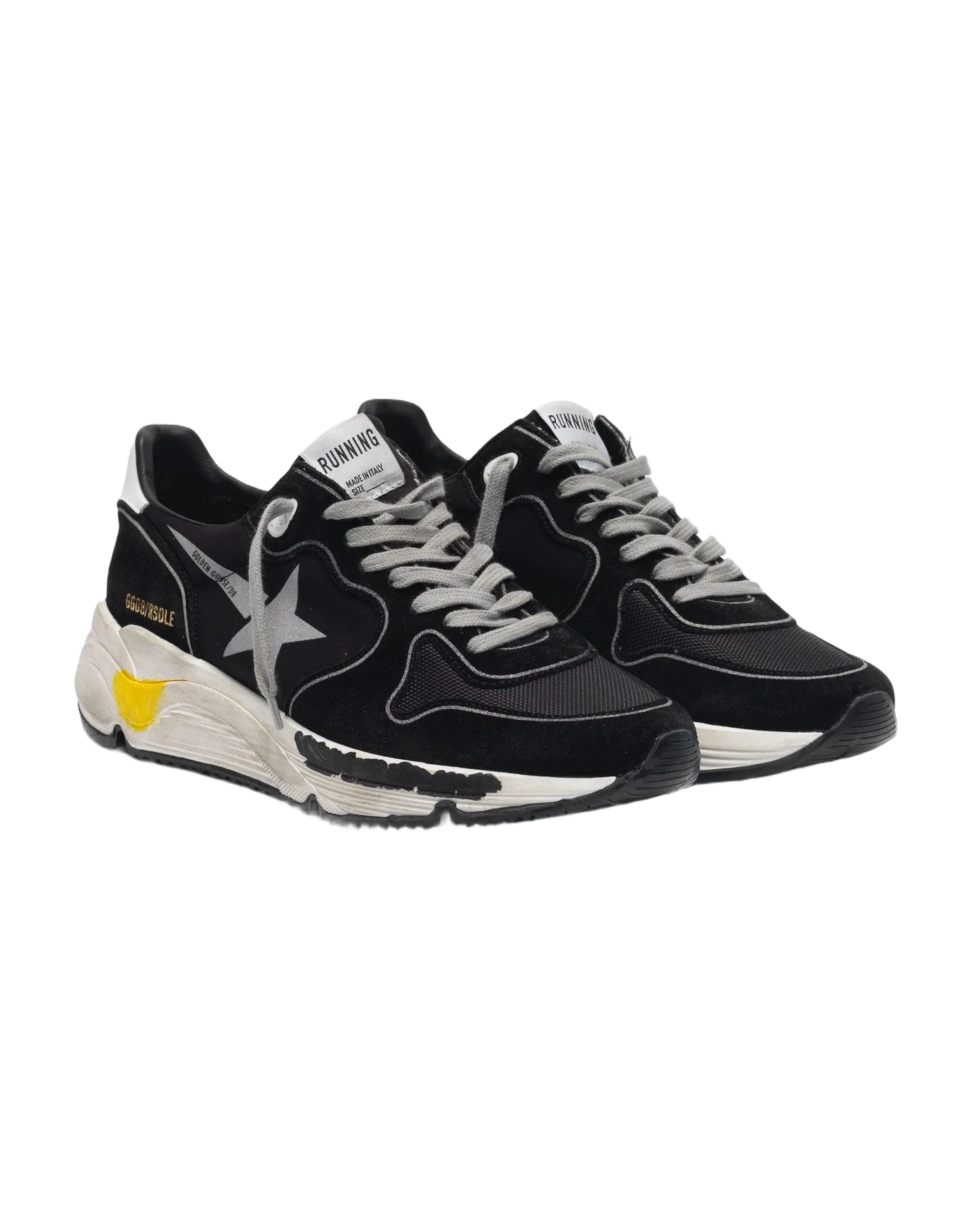 Men | Black Running Sole Sneakers with Silver Star - Image 2