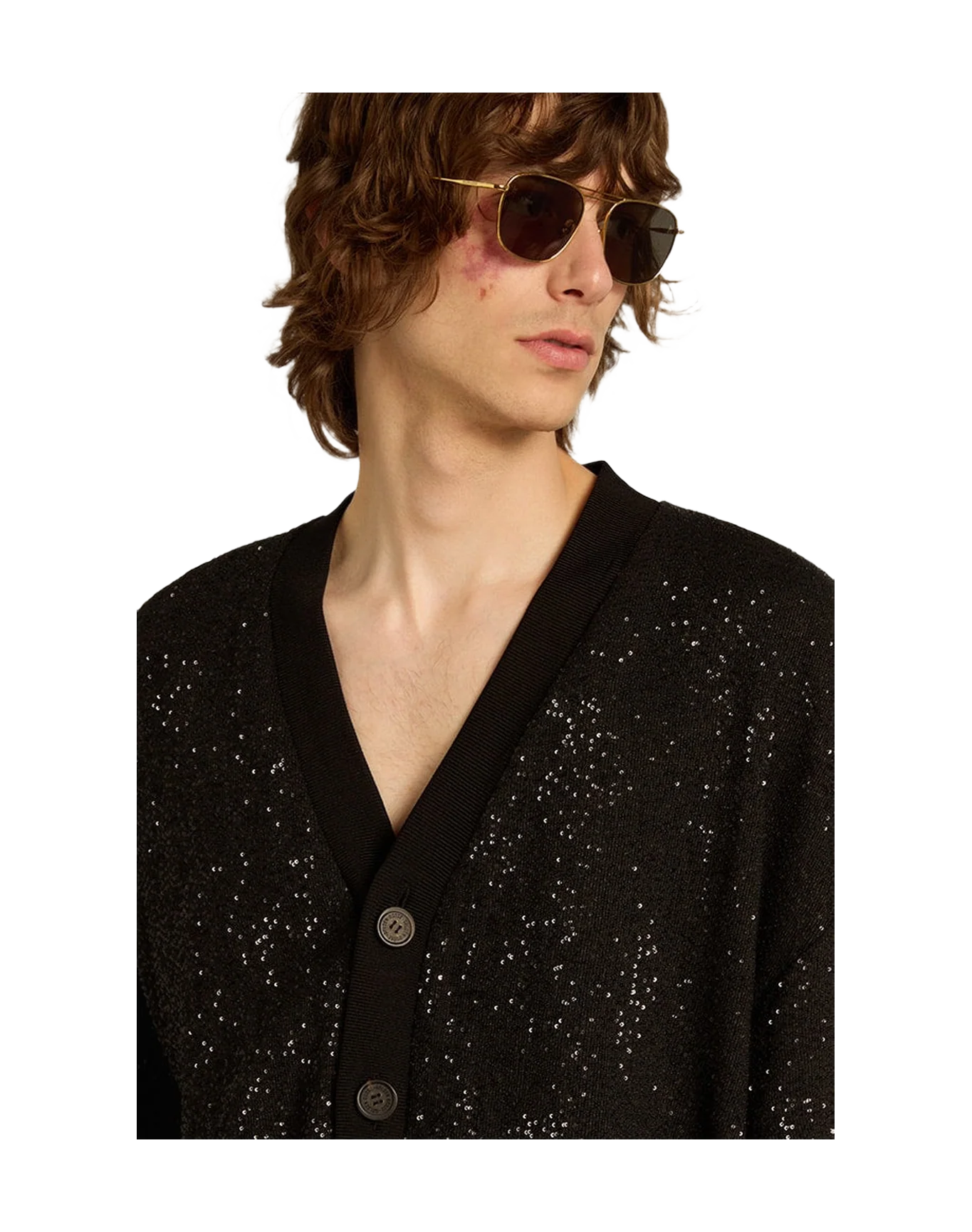Men | Black Sequined Cardigan-Jacket | Black x Anthracite - Image 2