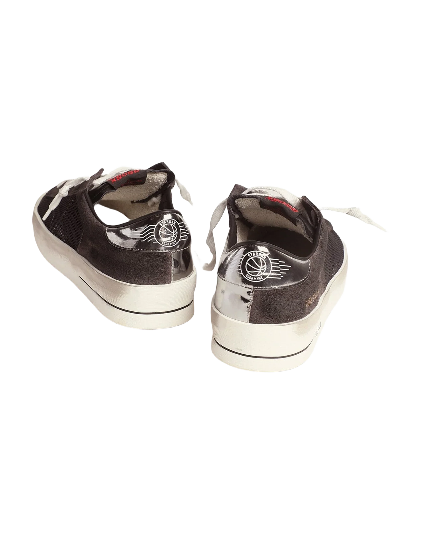 Men | Black Stardan Sneakers with Metallic Star | Black x Dark Grey x Silver