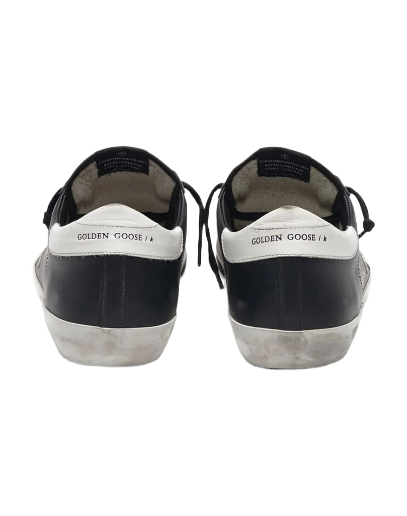 Men | Black Super-Star Sneakers Leather with White Star