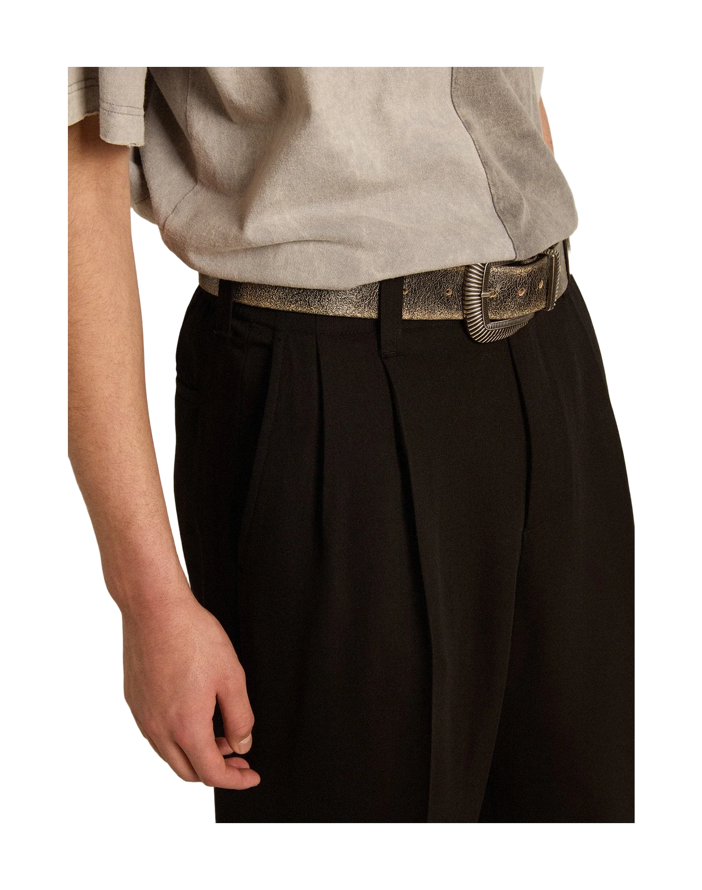 Men | Black Wool & Viscose Blend Pants | Black - Image 6
