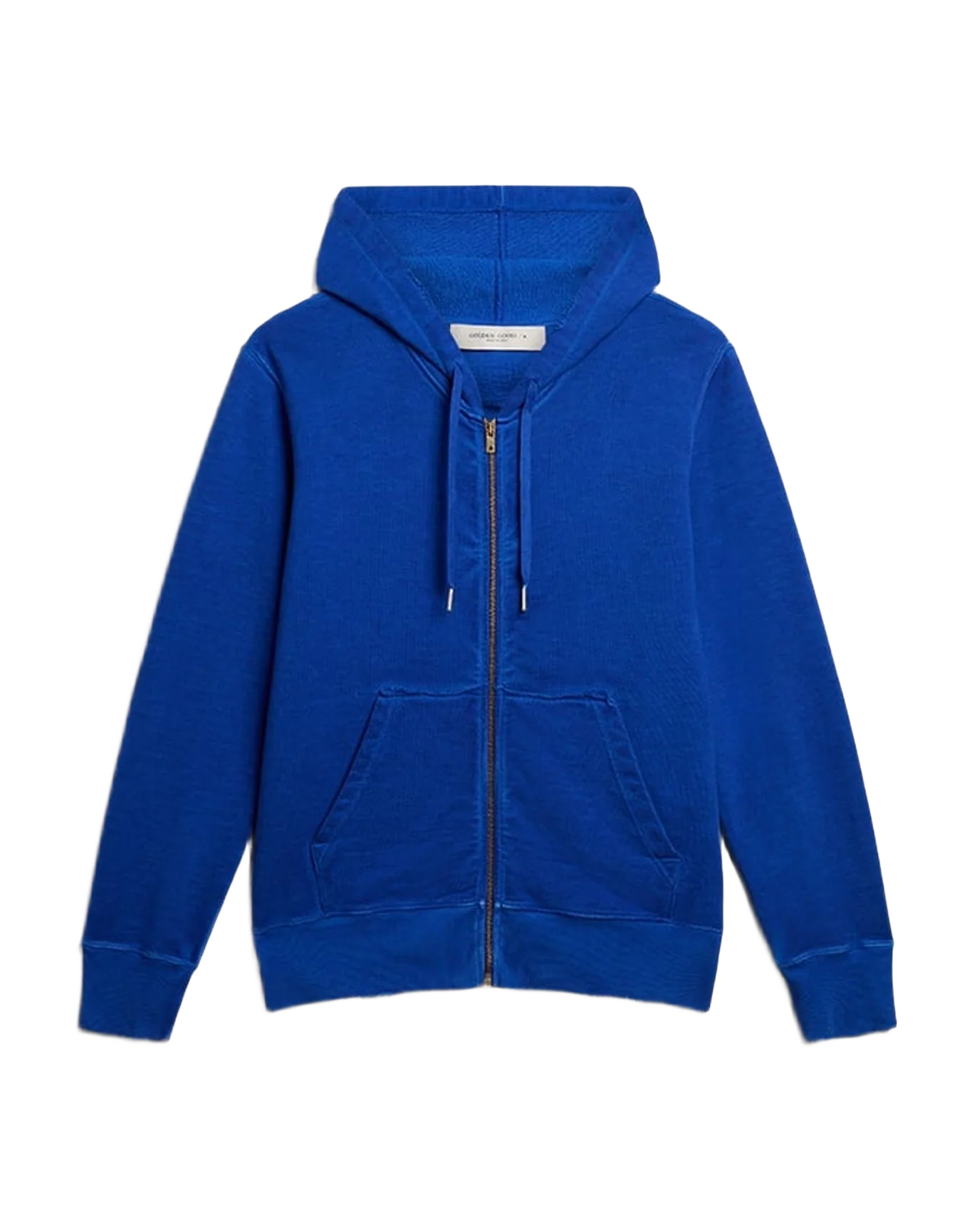 Men | Blue-Colored Hoodie with Lettering On The Back | Mazarine Blue x Optic White