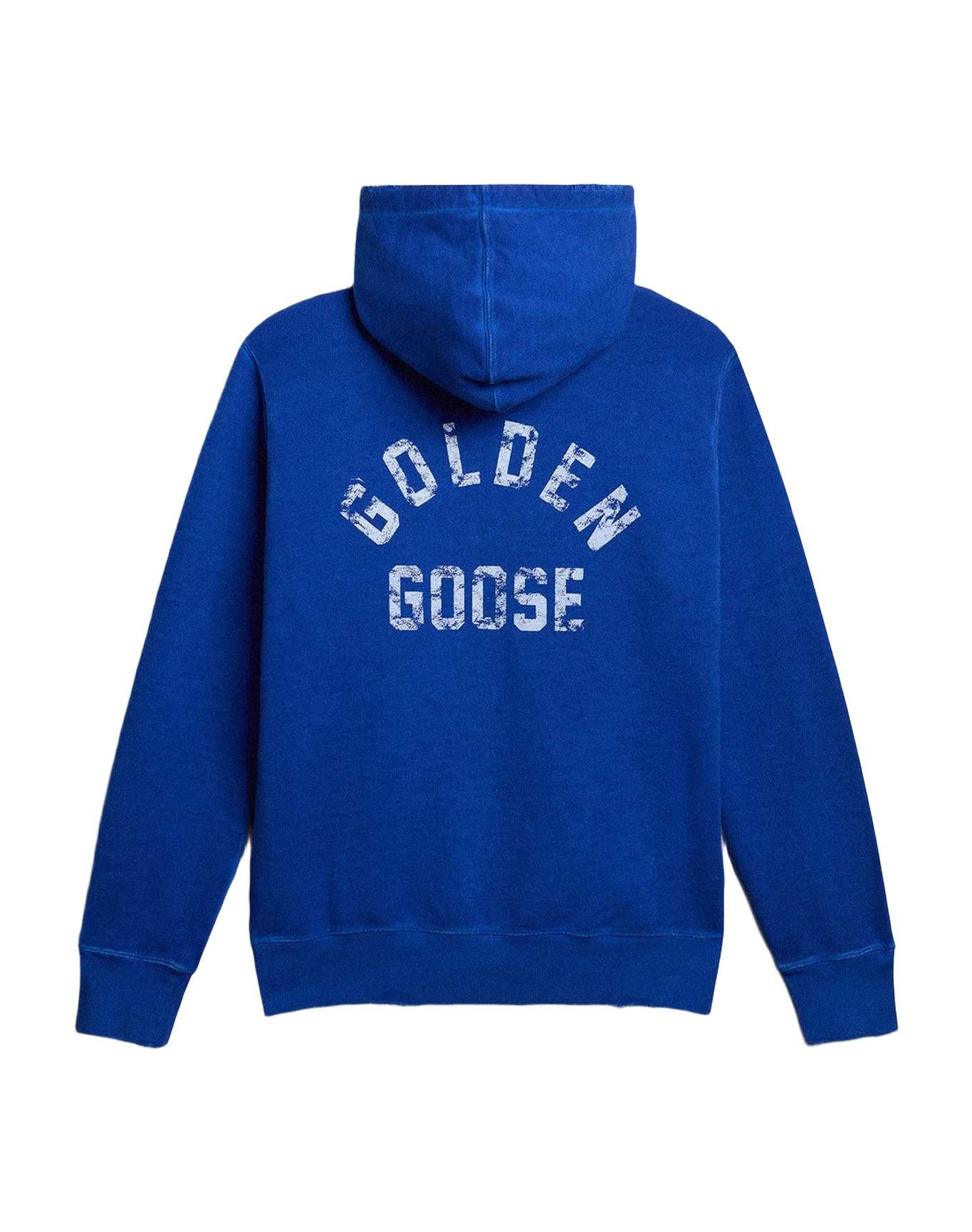 Men | Blue-Colored Hoodie with Lettering On The Back | Mazarine Blue x Optic White - Image 2