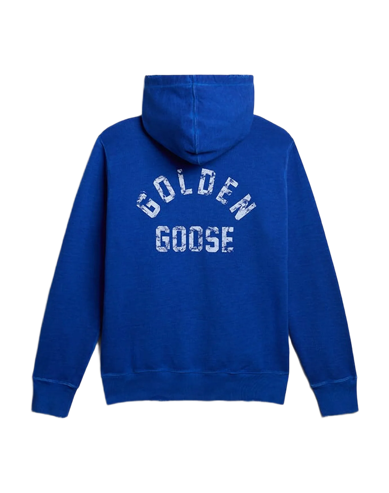 Men | Blue-Colored Hoodie with Lettering On The Back | Mazarine Blue x Optic White - Image 3