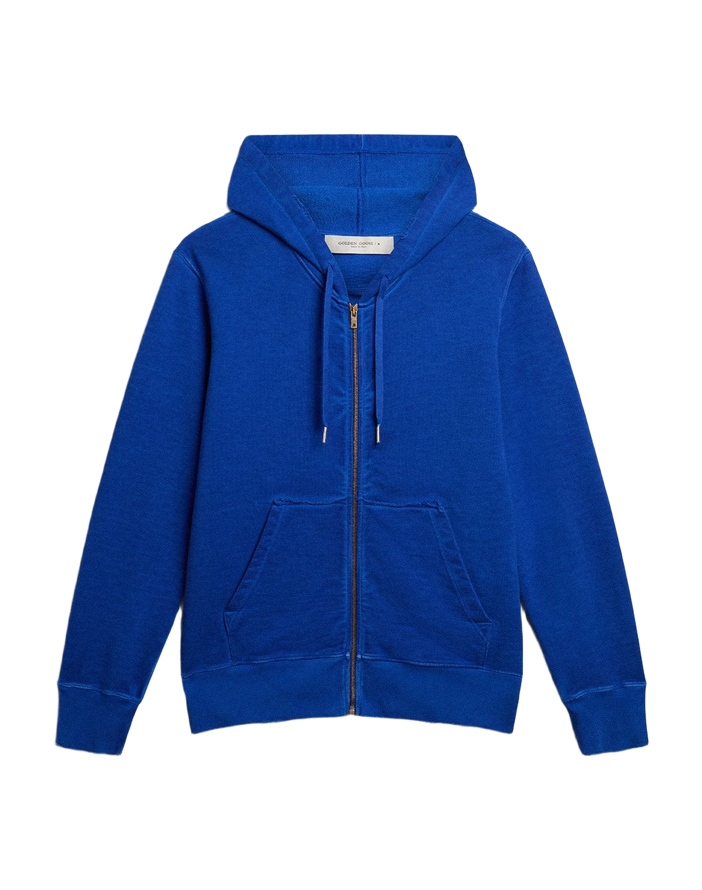 Men | Blue-Colored Hoodie with Lettering On The Back | Mazarine Blue x Optic White - Image 4
