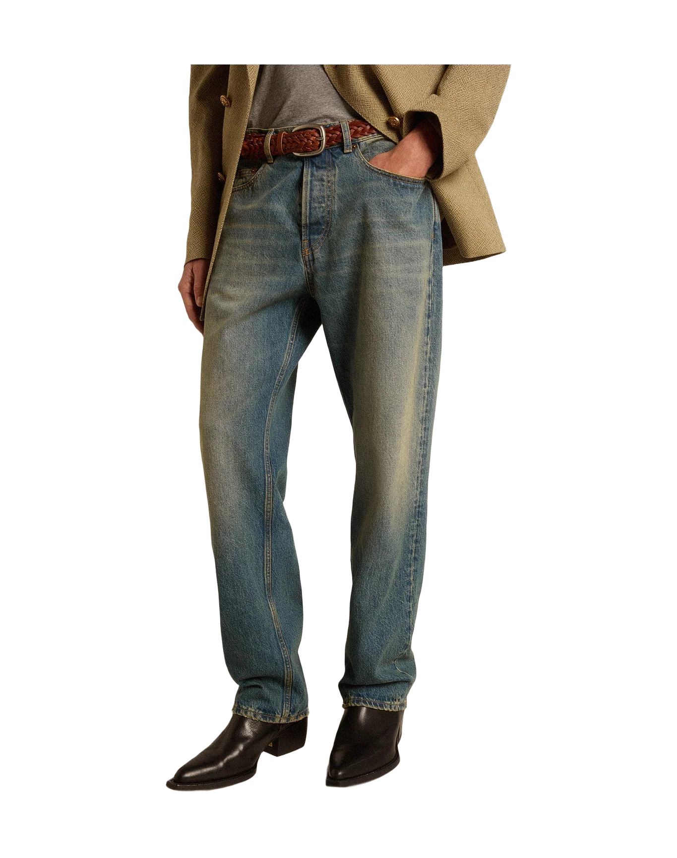 Men | Blue Jeans with A Lived-In Treatment | Blue - Image 3