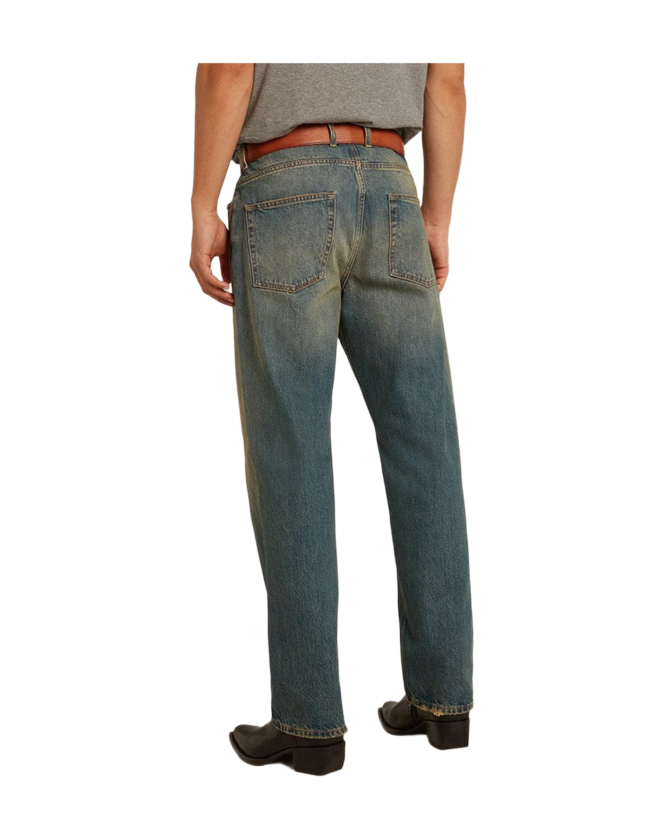Men | Blue Jeans with A Lived-In Treatment | Blue - Image 9