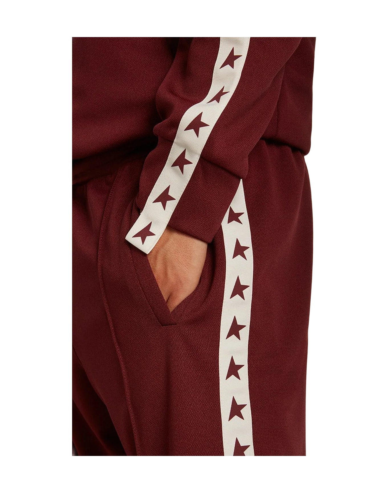 Men | Burgundy Joggers with Stars On The Sides | Windsor Wine x White - Image 3