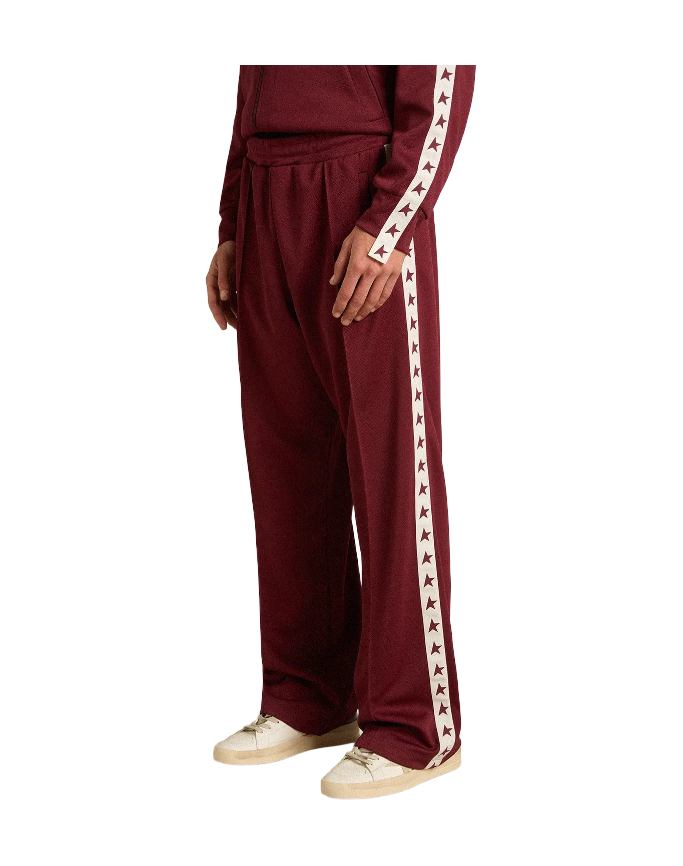 Men | Burgundy Joggers with Stars On The Sides | Windsor Wine x White - Image 4