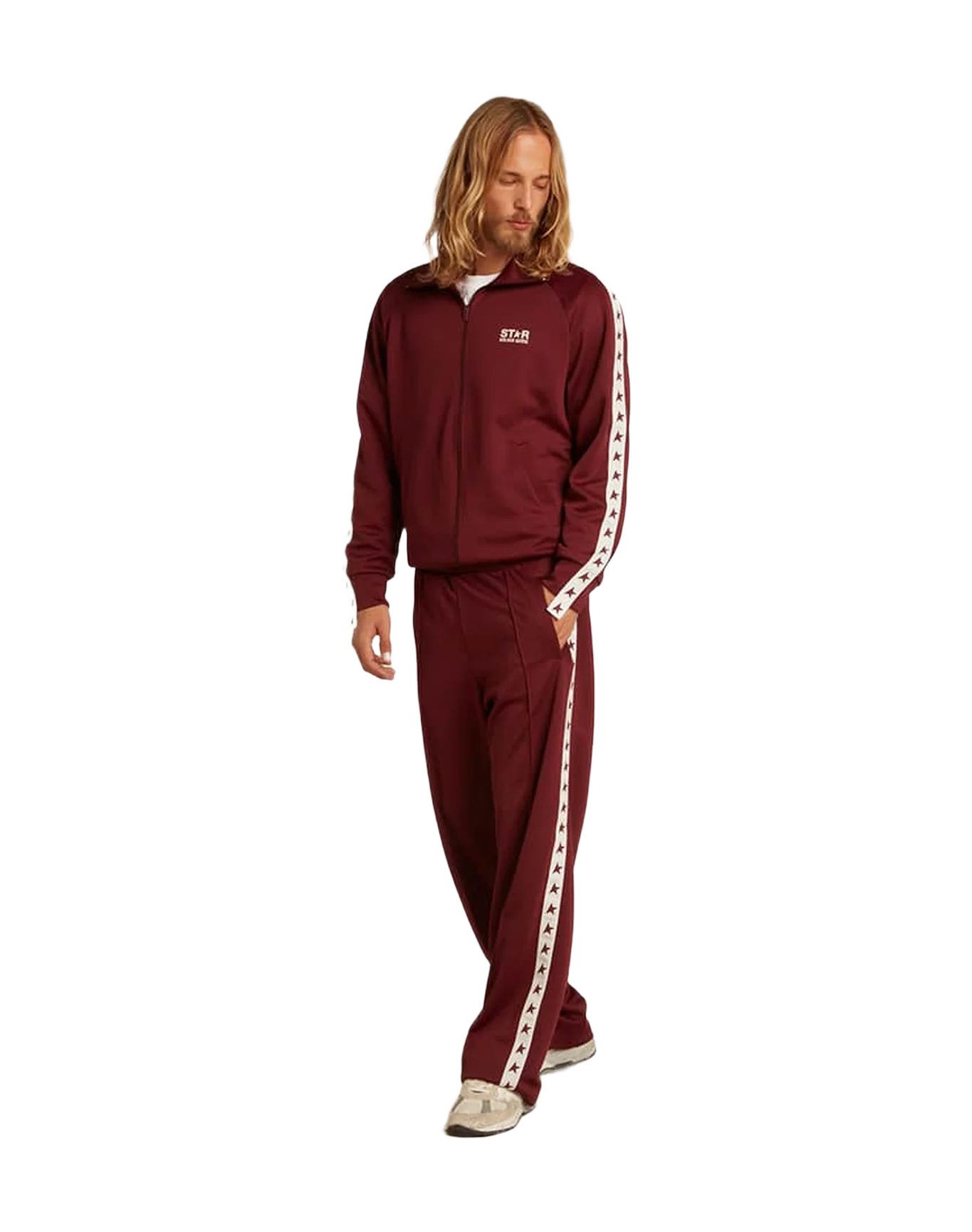 Men | Burgundy Joggers with Stars On The Sides | Windsor Wine x White - Image 7