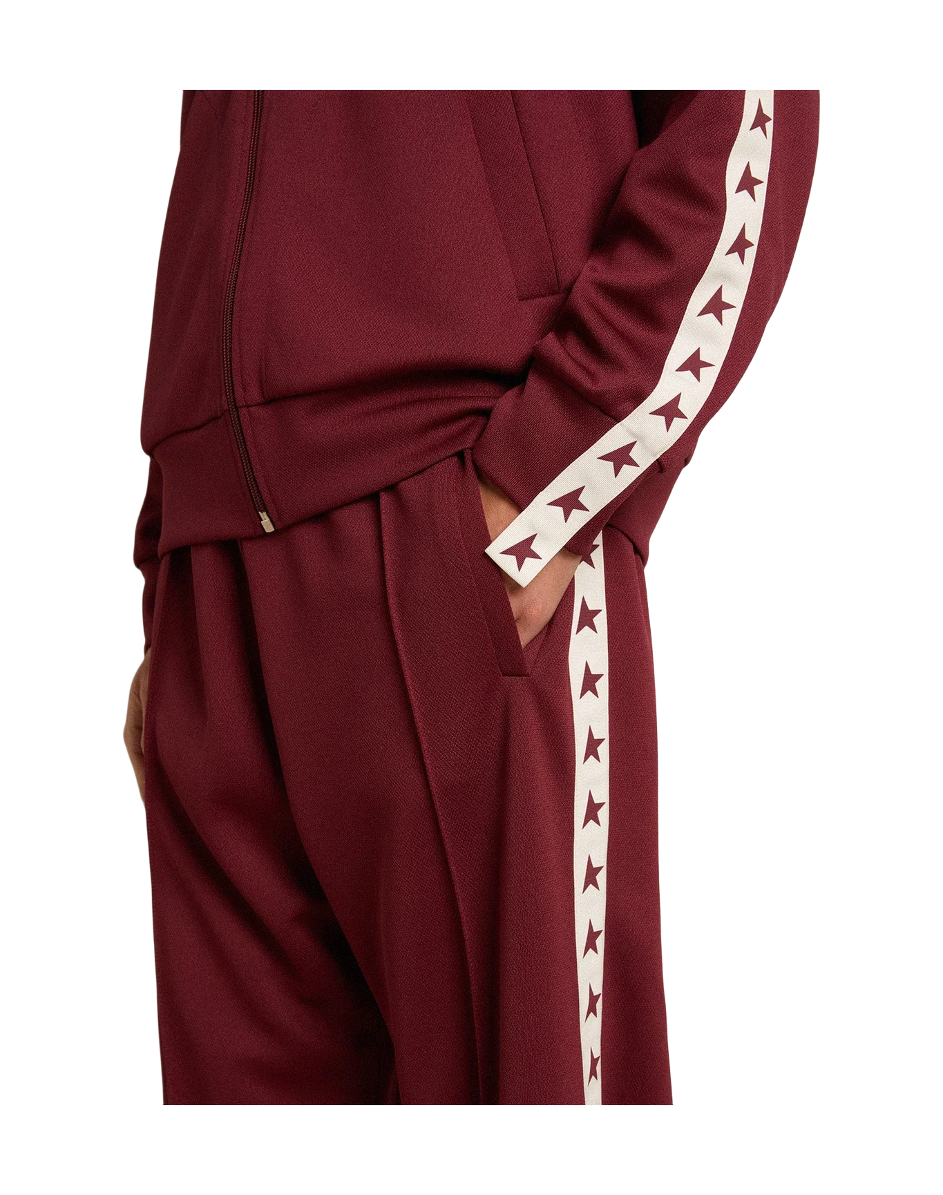 Men | Burgundy Zipped Sweatshirt with White Strip & Contrasting Stars | Windsor Wine x White - Image 3