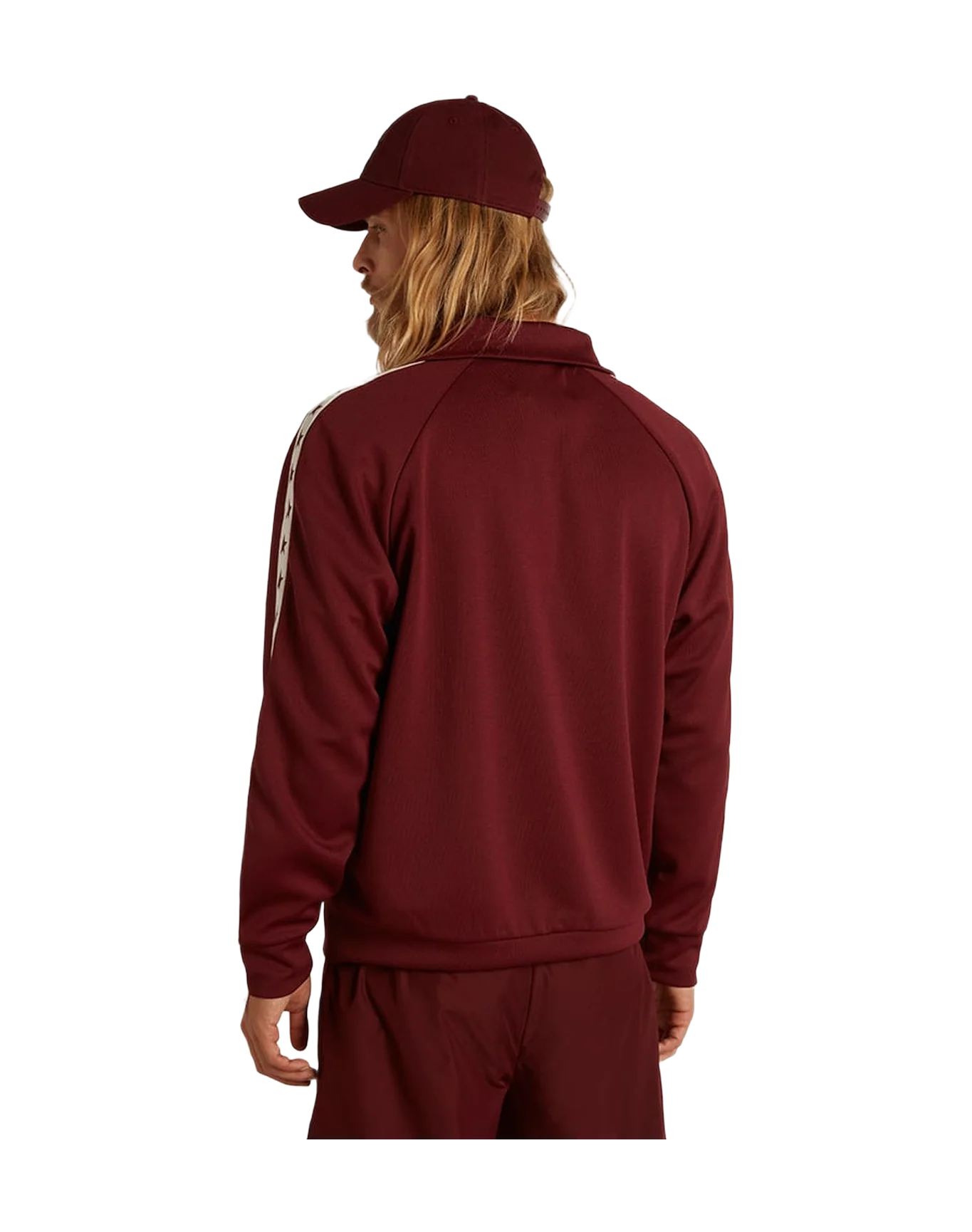 Men | Burgundy Zipped Sweatshirt with White Strip & Contrasting Stars | Windsor Wine x White - Image 5