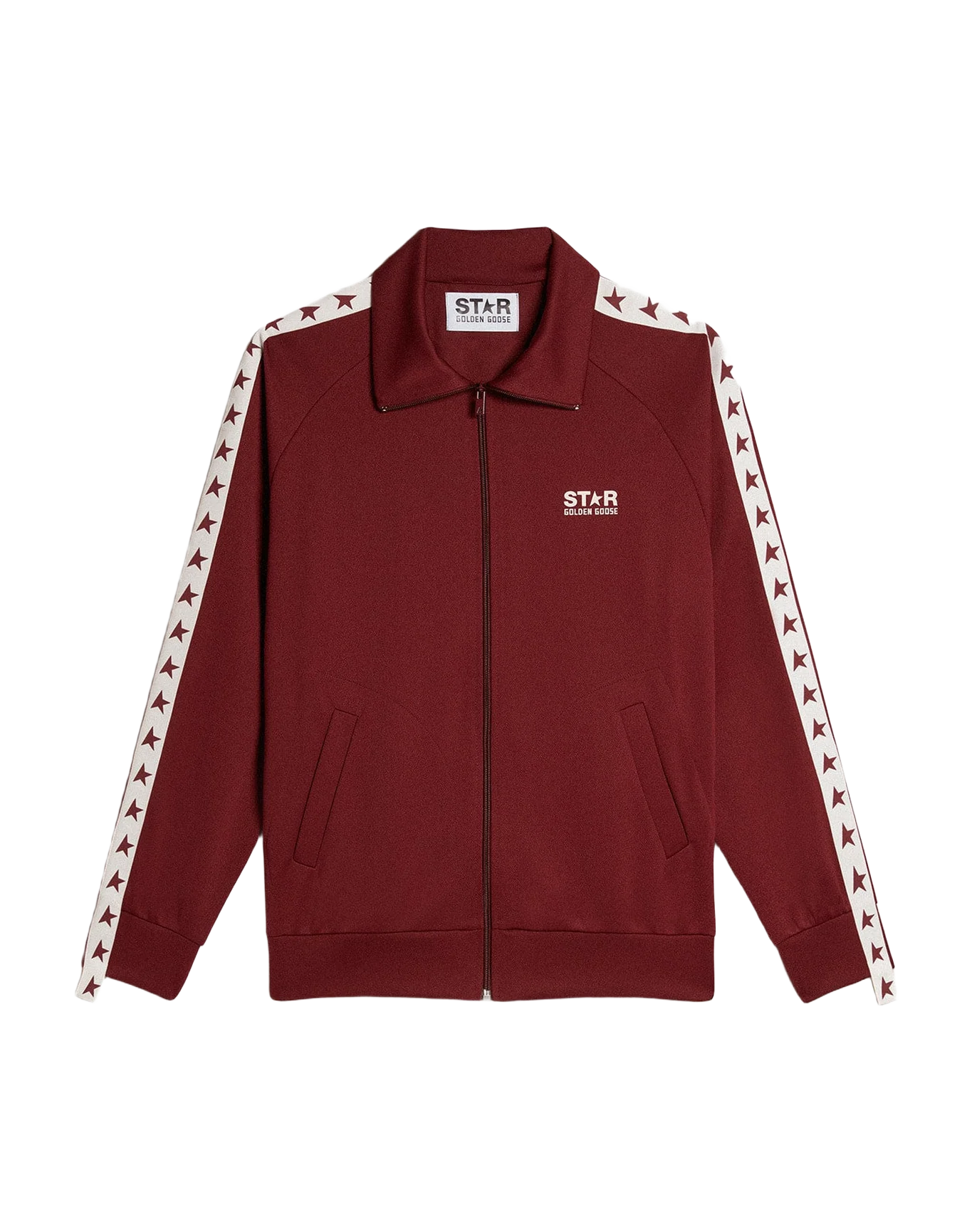Men | Burgundy Zipped Sweatshirt with White Strip & Contrasting Stars | Windsor Wine x White - Image 8