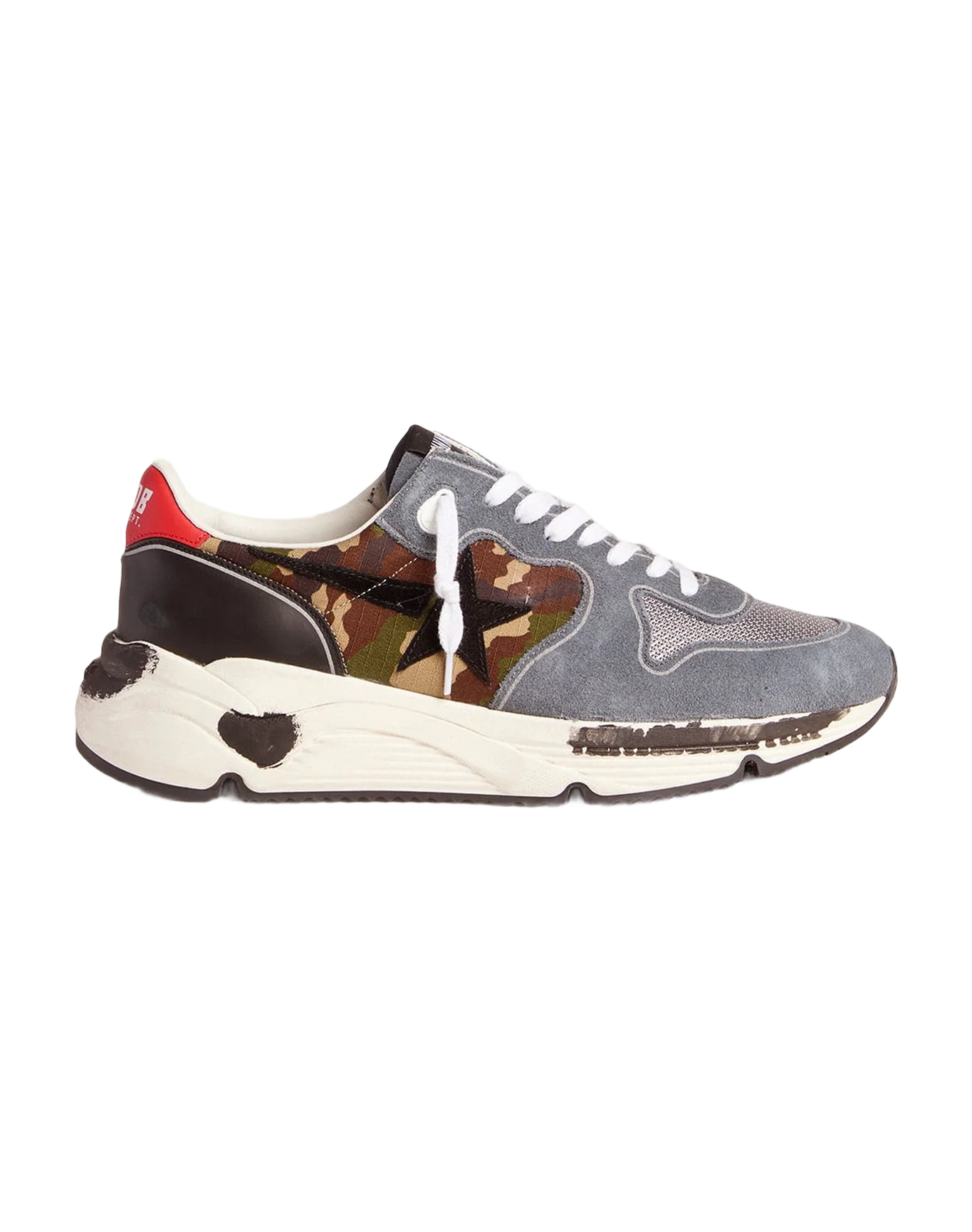 Men | Camouflage Running Sole Sneakers with Textured Nylon Insert | Green Camouflage x Powder Blue x Black - Image 2