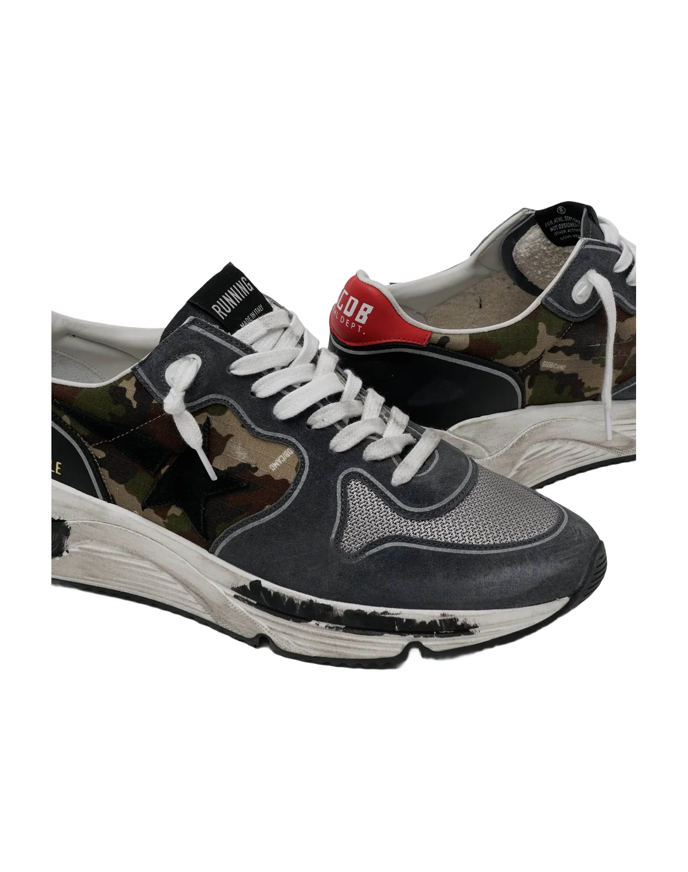 Men | Camouflage Running Sole Sneakers with Textured Nylon Insert | Green Camouflage x Powder Blue x Black - Image 5