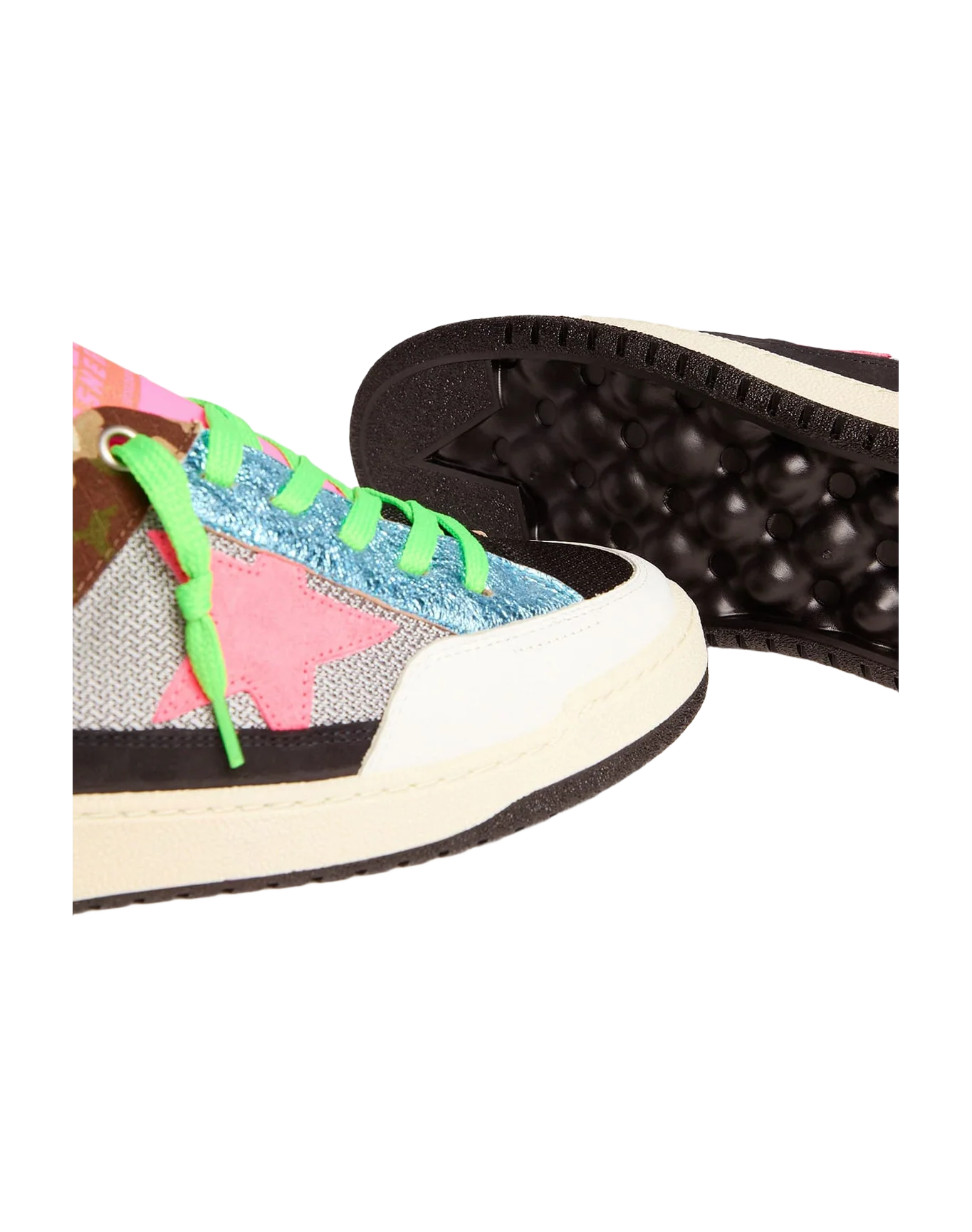 Men | Camouflage Yeah Sneakers with Fuchsia Star | White x Light Grey x Green Camouflage x Fuchsia Fluo - Image 2