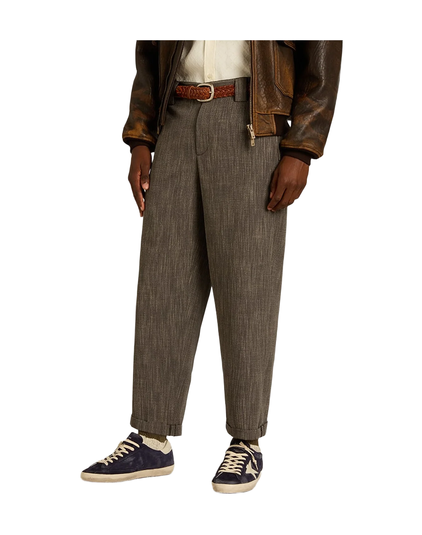 Men | Chinos Gray Melange Wool Blend | Grey x White - Image 4