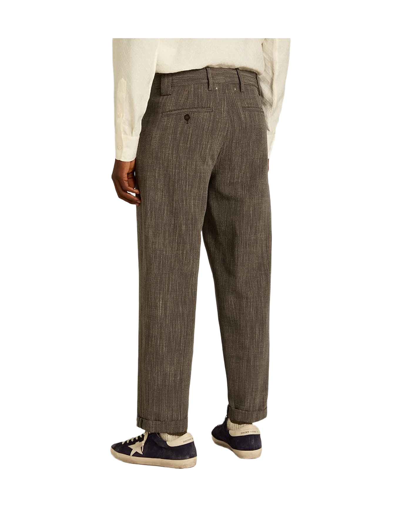 Men | Chinos Gray Melange Wool Blend | Grey x White - Image 9