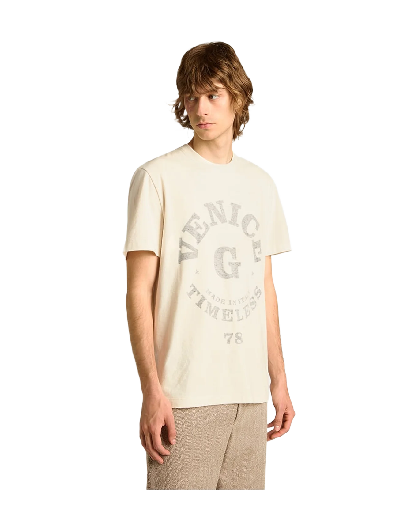 Men | Cotton T-Shirt Aged White with Faded Lettering | Heritage White x Black - Image 3