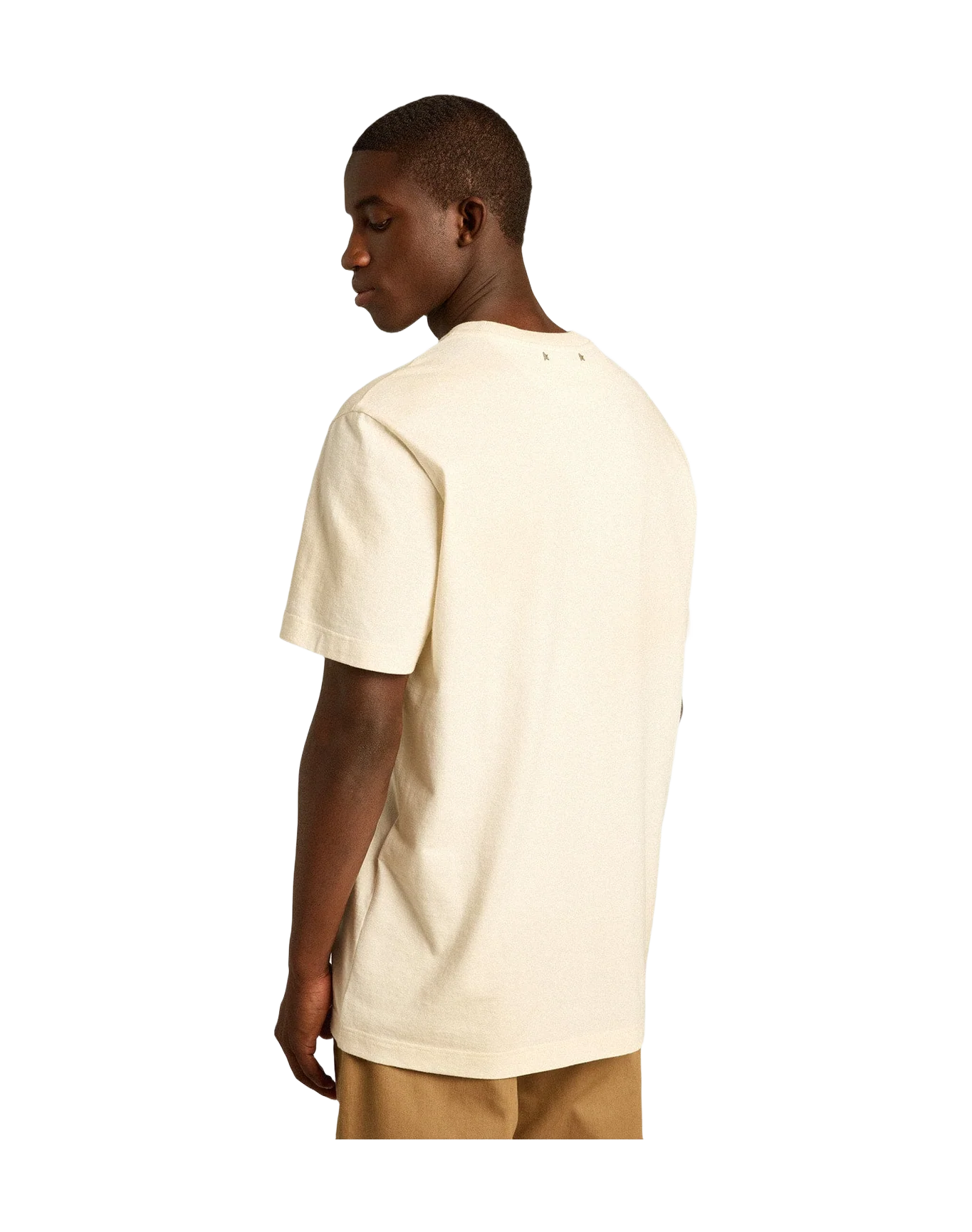 Men | Cotton T-Shirt Aged White with Faded Lettering | Heritage White x Black - Image 4