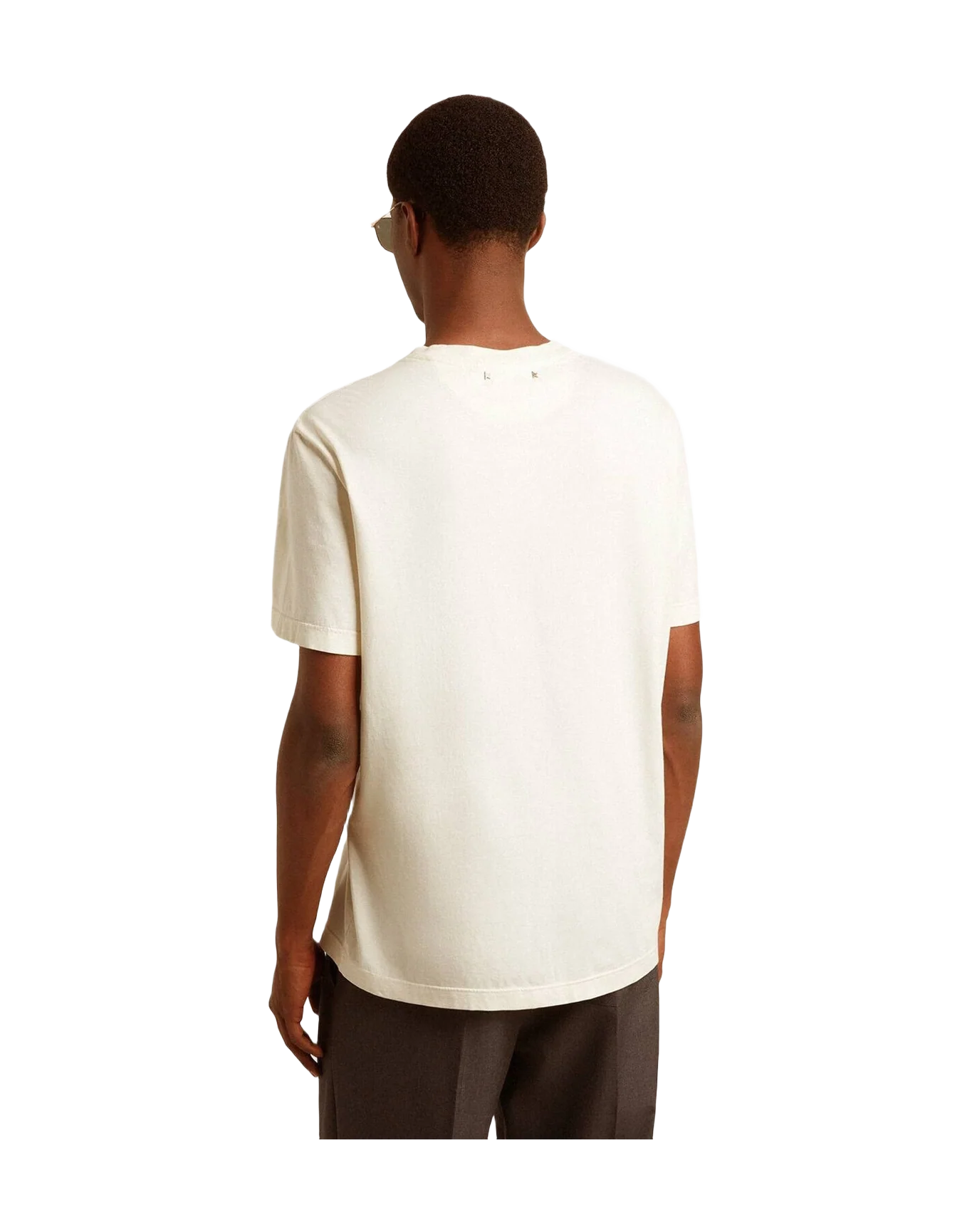 Men | Cotton T-Shirt Aged White with Print On The Heart | Heritage White x Black