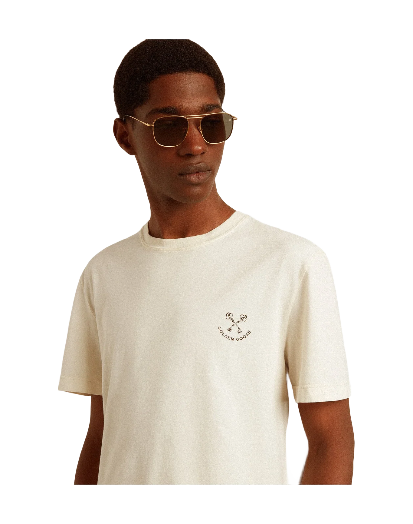 Men | Cotton T-Shirt Aged White with Print On The Heart | Heritage White x Black - Image 4