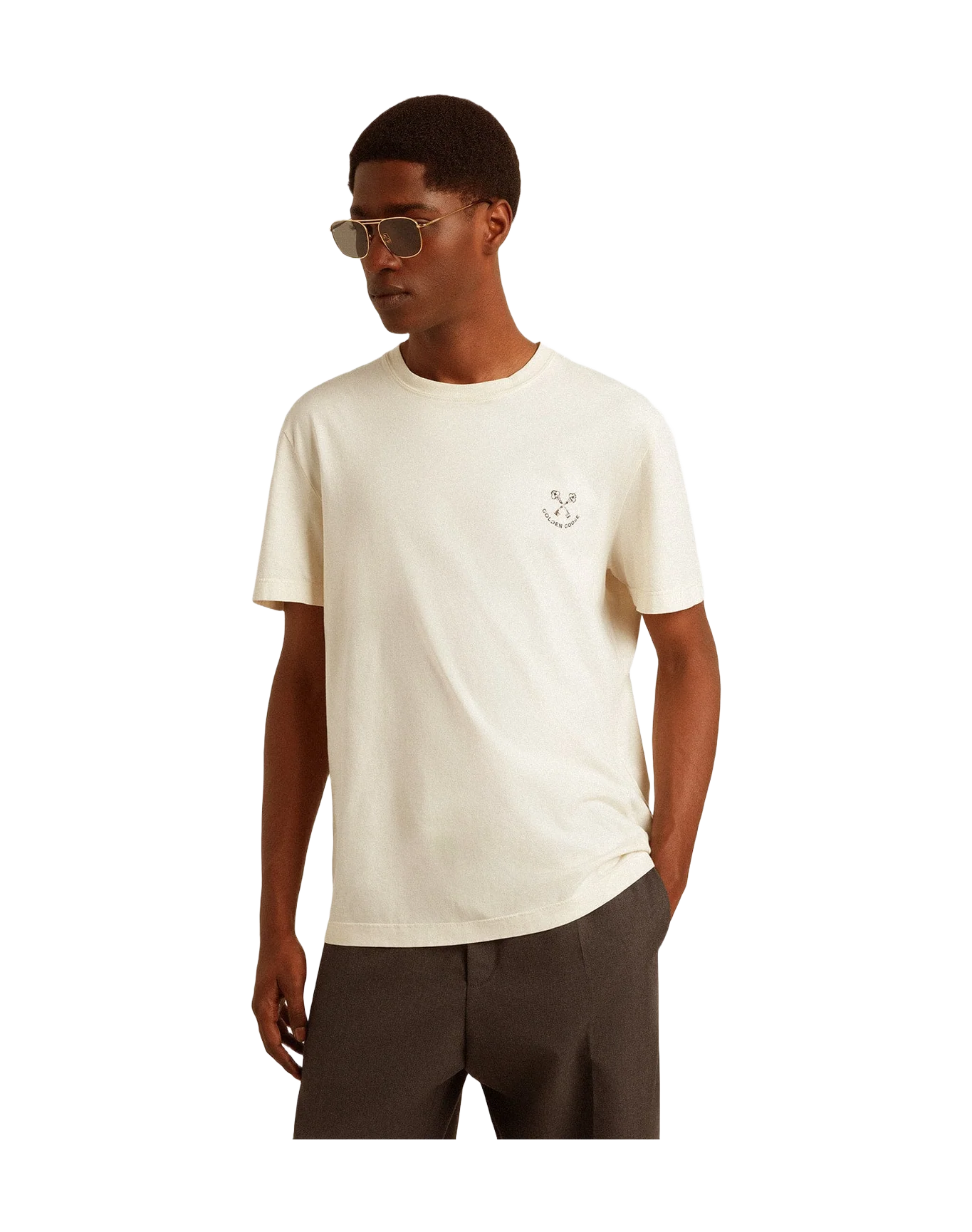 Men | Cotton T-Shirt Aged White with Print On The Heart | Heritage White x Black - Image 8