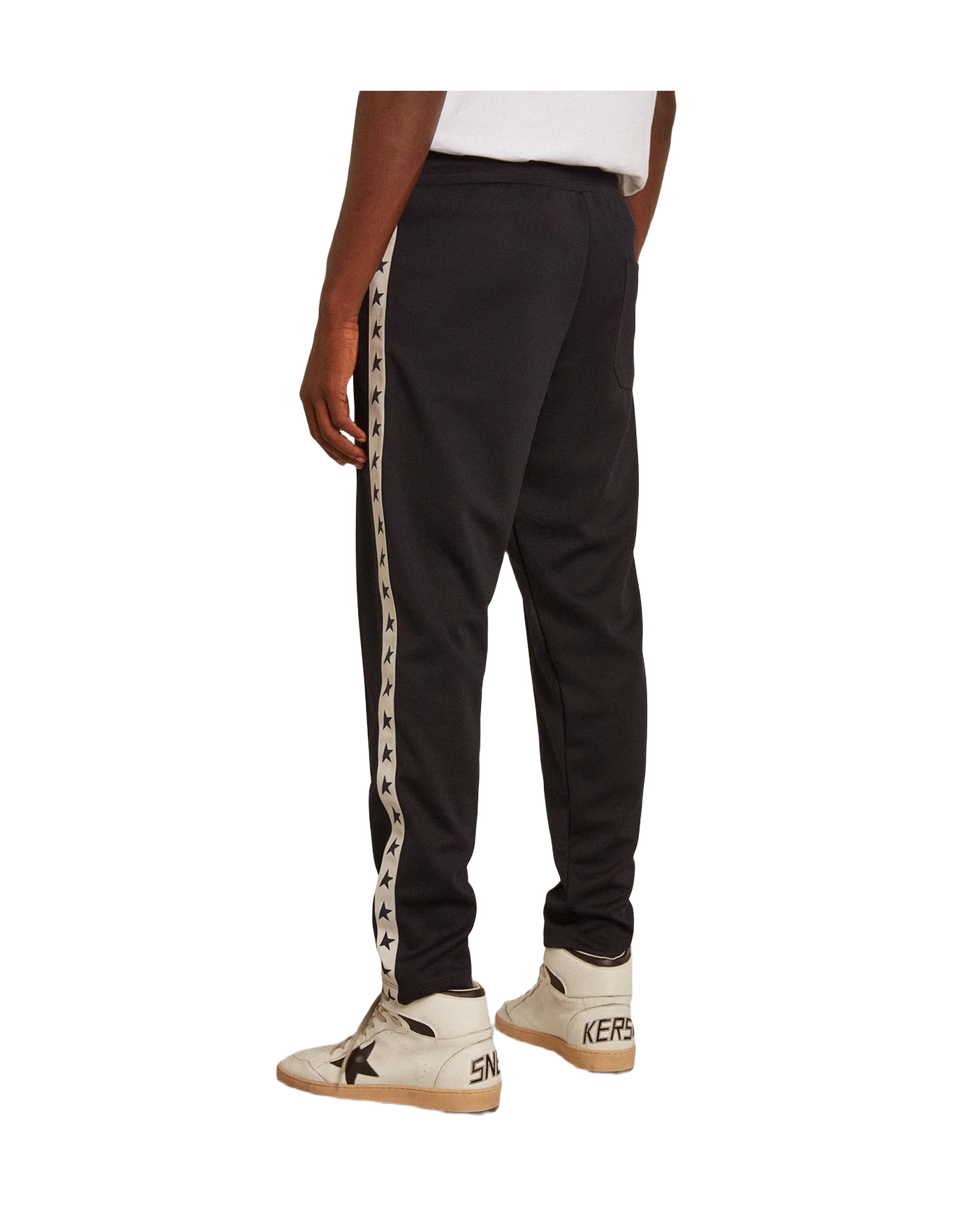 Men | Dark Blue Joggers with Contrasting Strip & Stars | Dark Blue x White - Image 4