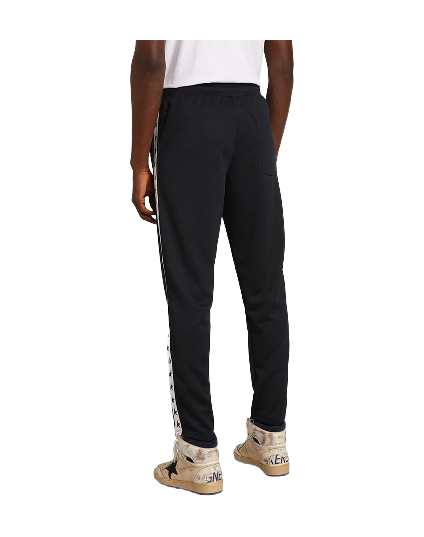Men | Dark Blue Joggers with Contrasting Strip & Stars | Dark Blue x White - Image 7
