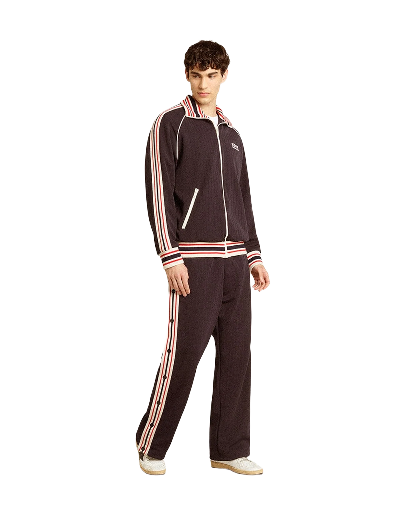Men | Dark Blue Zipped Sweatshirt with White Logo | Dark Blue - Image 4