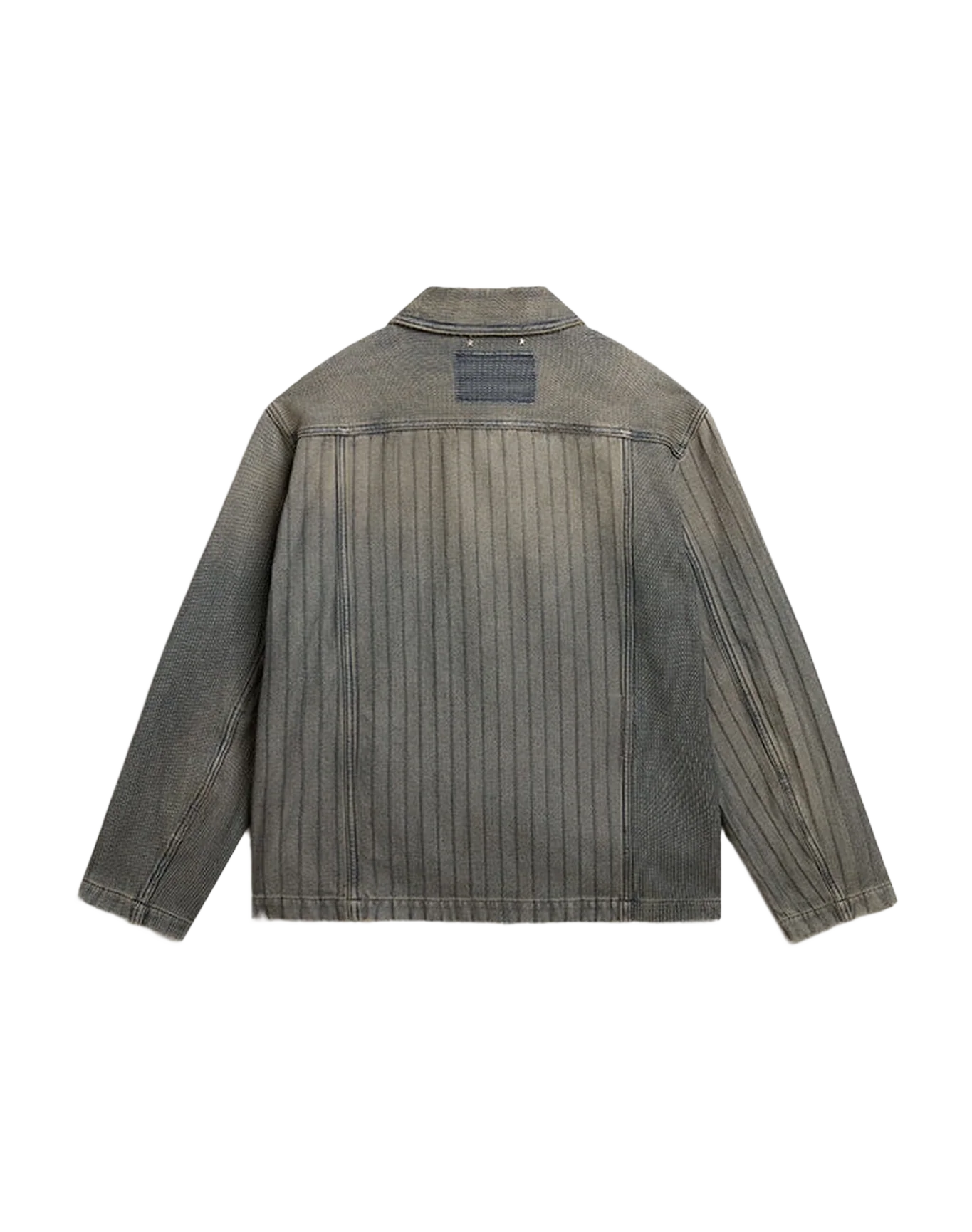 Men | Denim Jacket with Stripes & Patches On The Front | Grey - Image 11