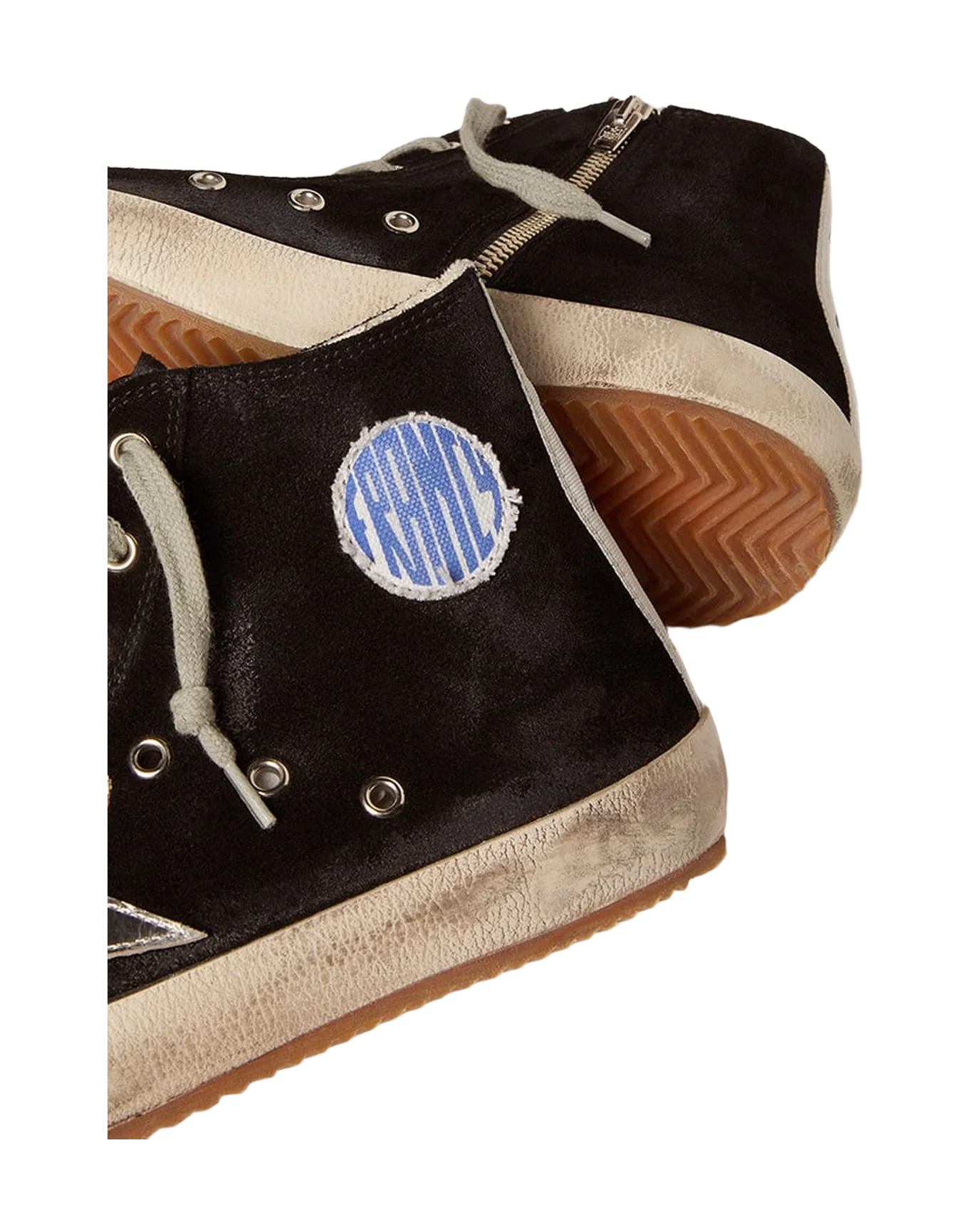 Men | Francy Sneakers Black Suede with Laminated Star | Black x Silver x White Black Star - Image 6