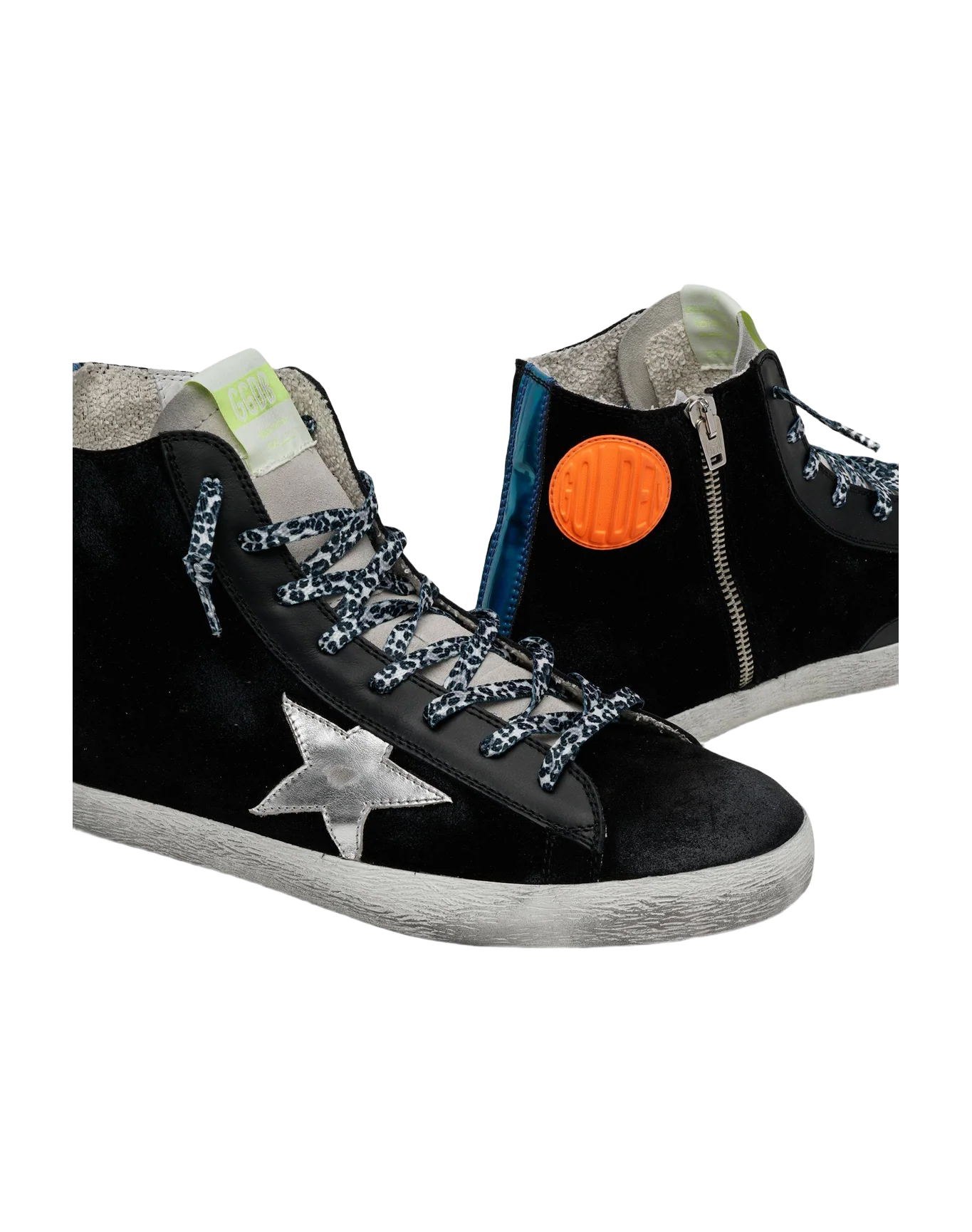 Men | Francy Suede Upper Laminated Star Mirror Heel | Black x Silver x Ocean - Image 2
