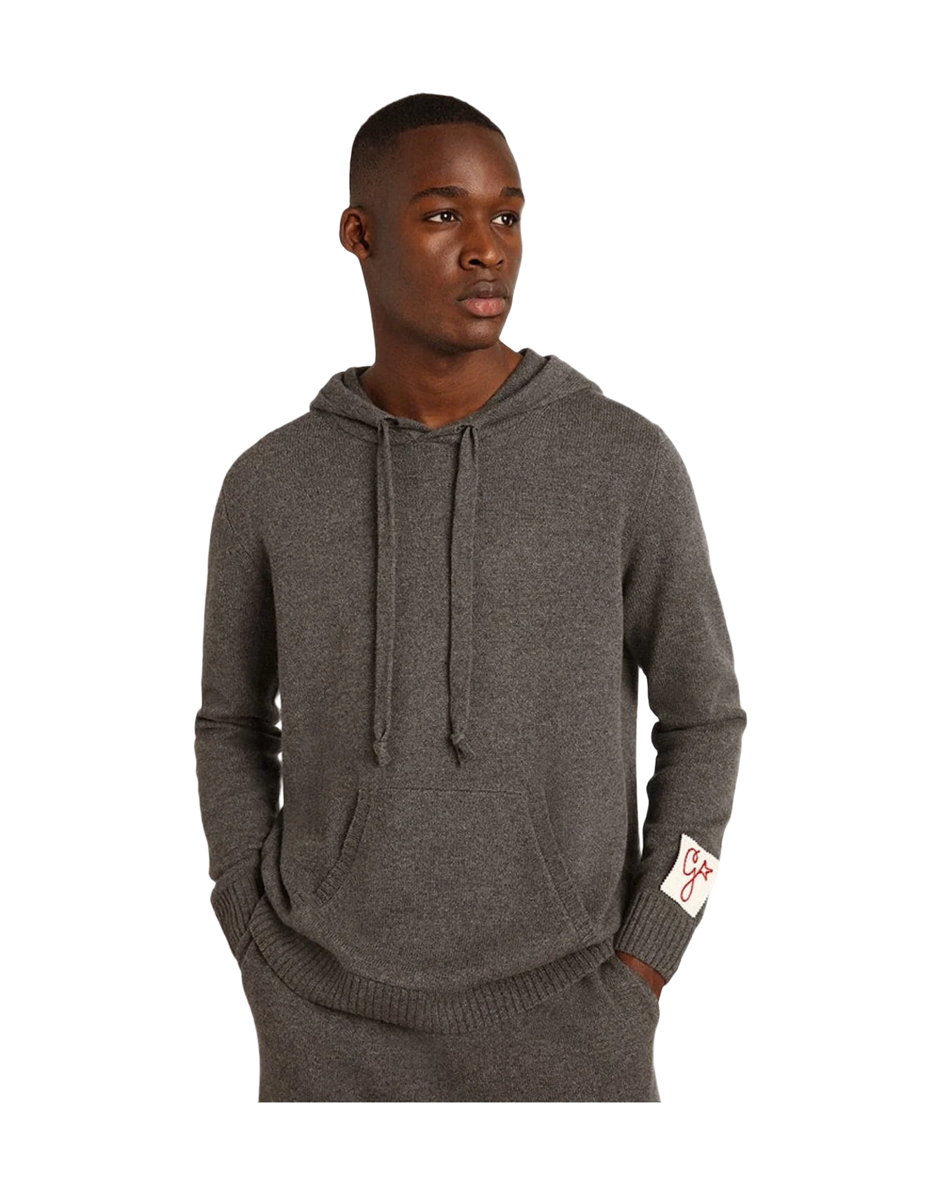 Men | Gray Melange Cashmere Blend Sweatshirt with Hood | Grey Melange