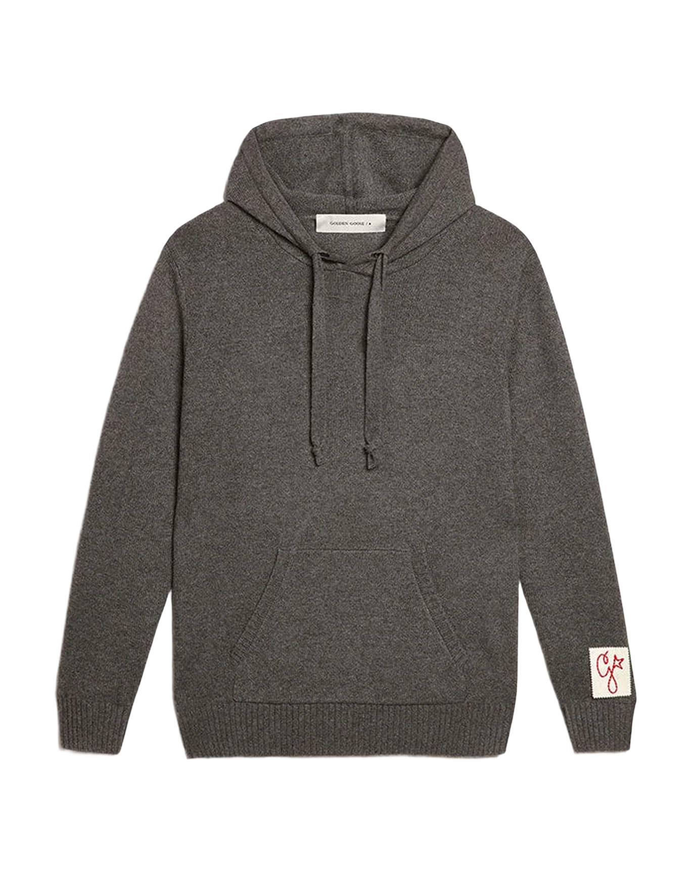 Men | Gray Melange Cashmere Blend Sweatshirt with Hood | Grey Melange - Image 5