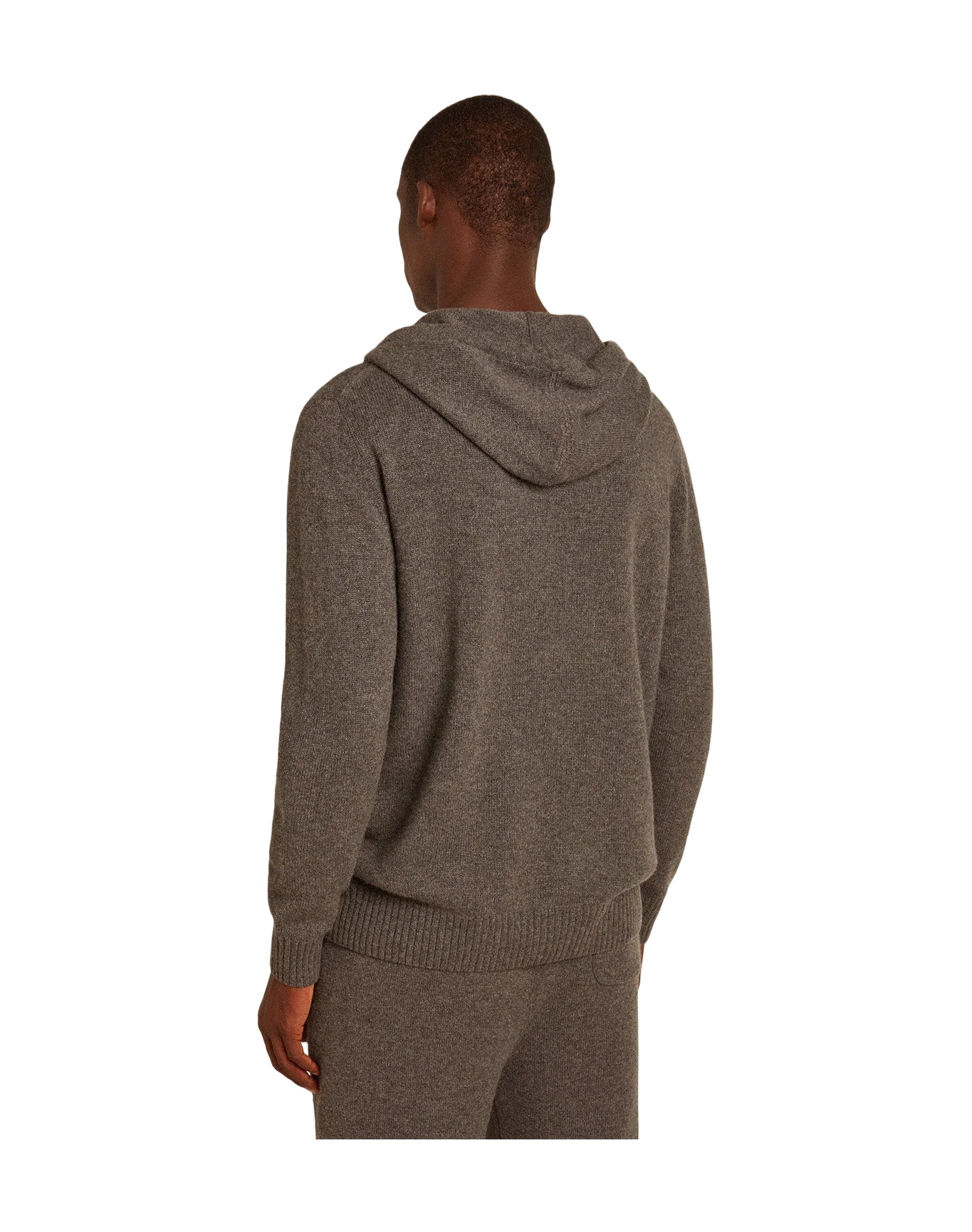 Men | Gray Melange Cashmere Blend Sweatshirt with Hood | Grey Melange - Image 7