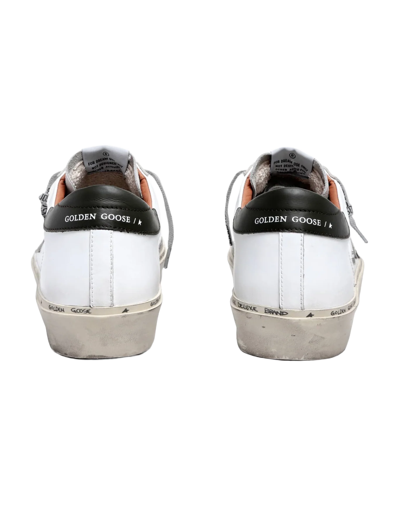 Men | Hi Star White Leather with Silver Metallic Star & Black Heel Tab | White x Silver x Green - Image 2