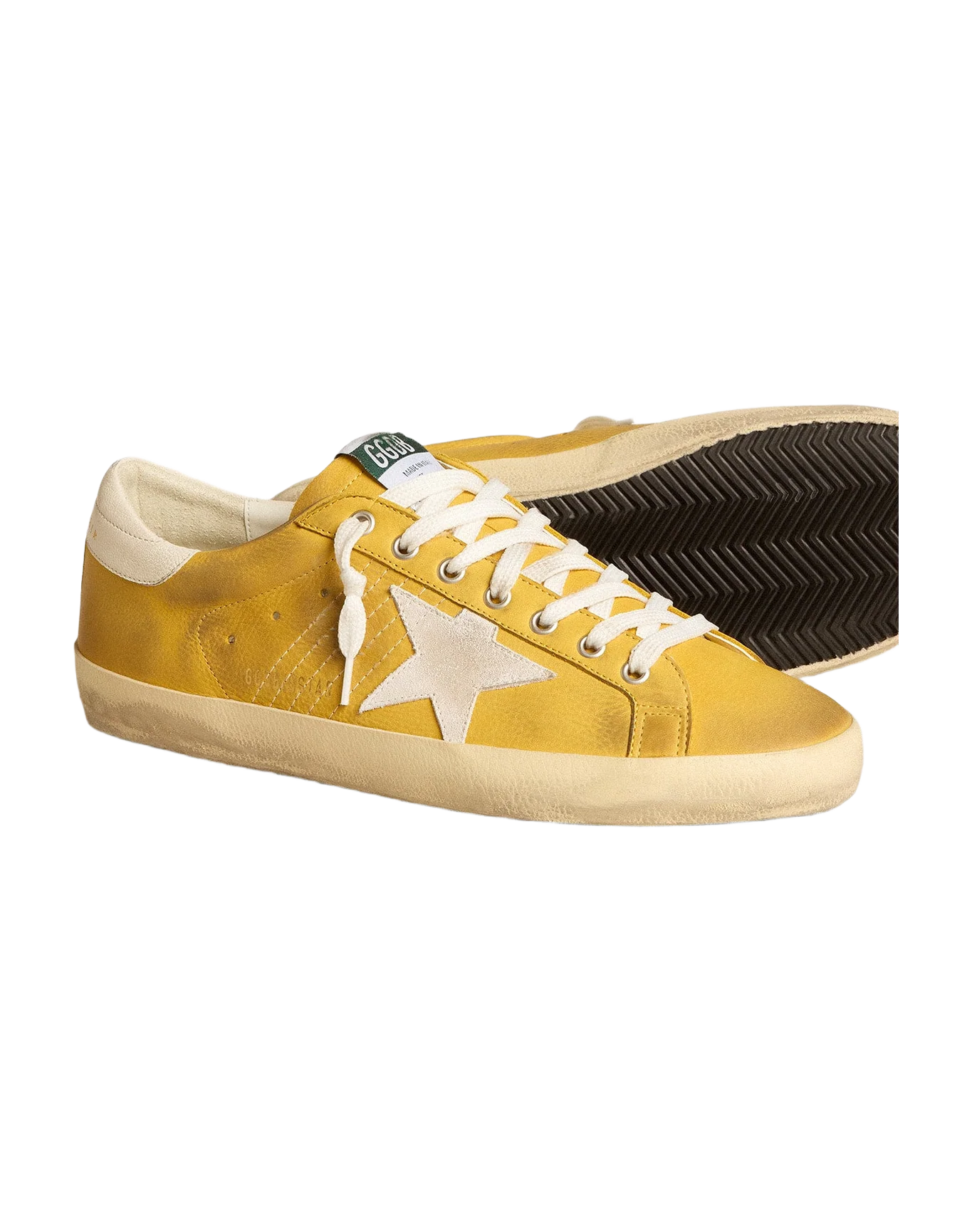 Men | Honey Super-Star with White Suede Star & White Nappa Leather Heel Tab | Honey x White - Image 6