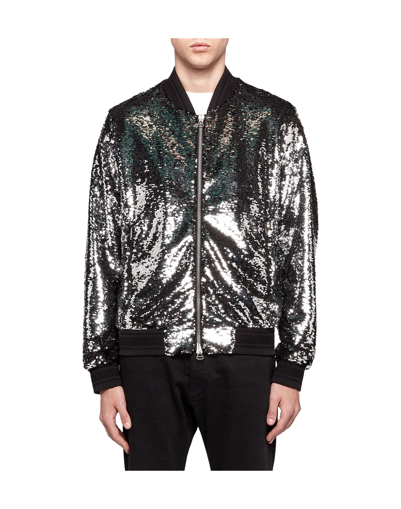 Men | Joshua Bomber Jacket with Silvery Sequins - Image 2