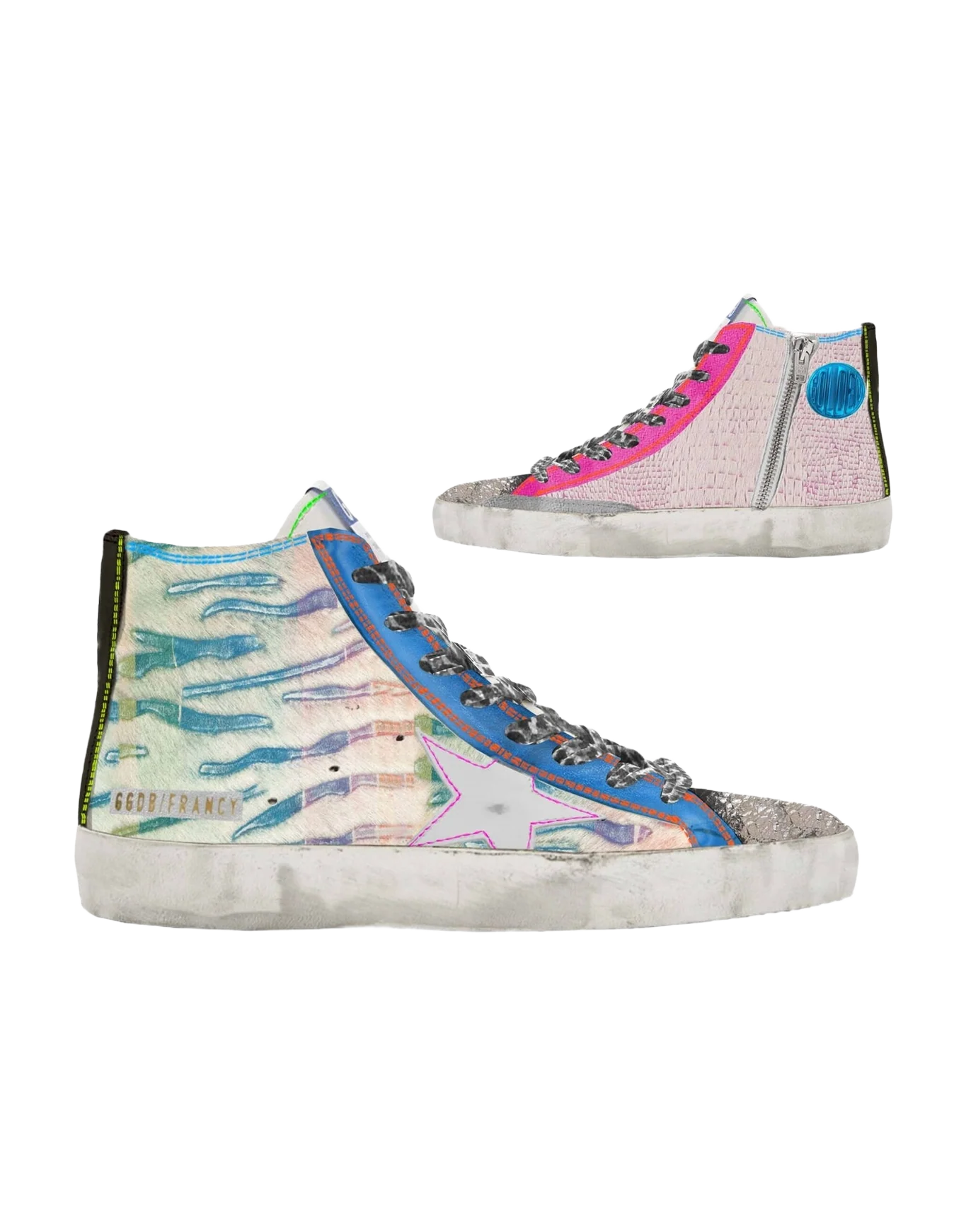 Men | Lab Limited Edition Zebra-Print Pony Skin Francy Sneakers | Rainbow x Fucsia x White x Black