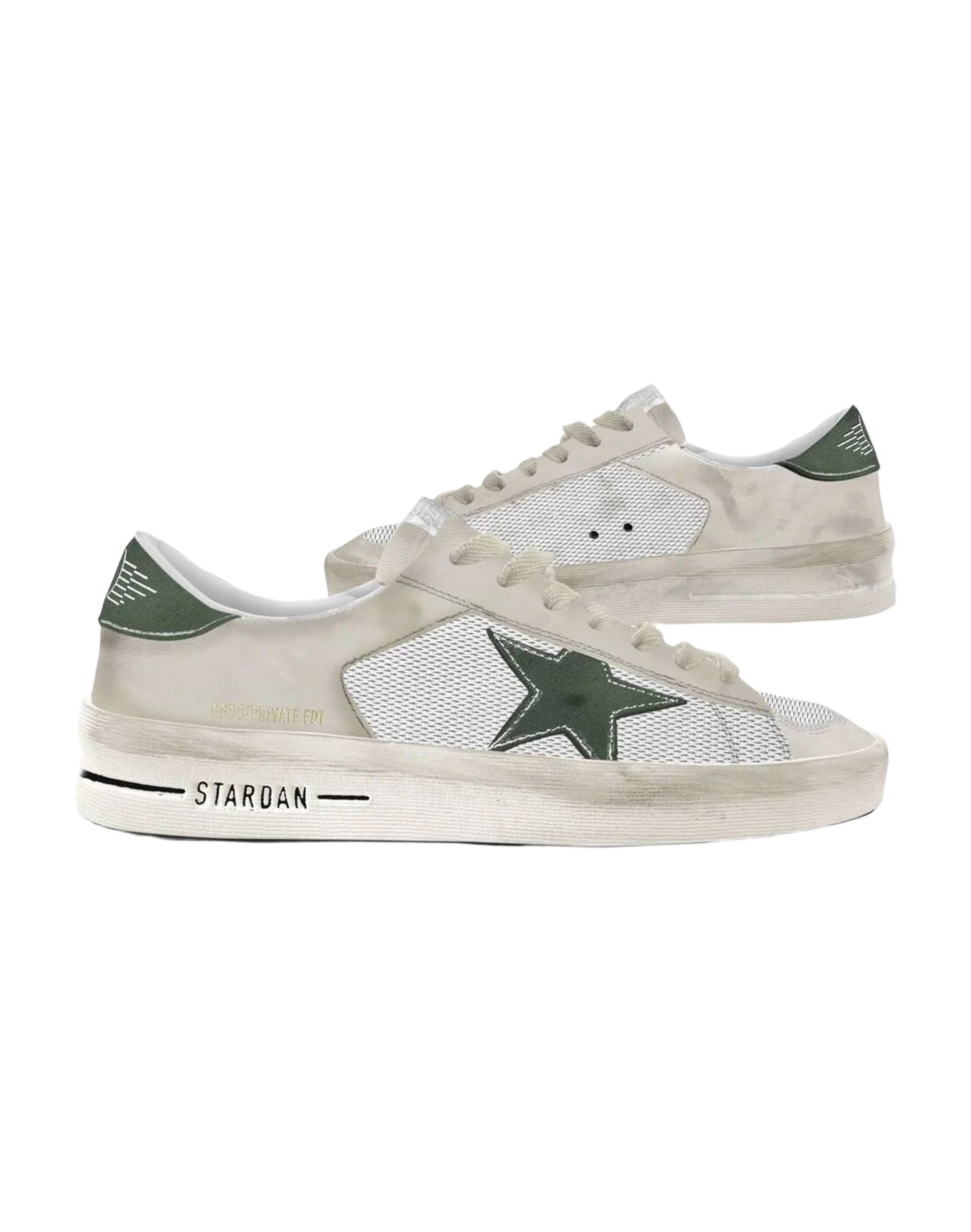 Men | Leather & Mesh Stardan with Green Star & Heel | Off White x Green